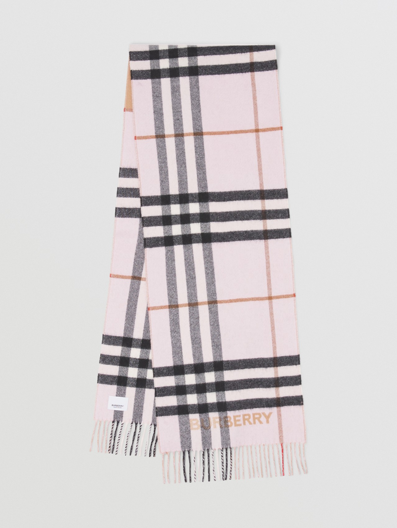 Contrast Check Cashmere Scarf in Archive Beige/candy Pink