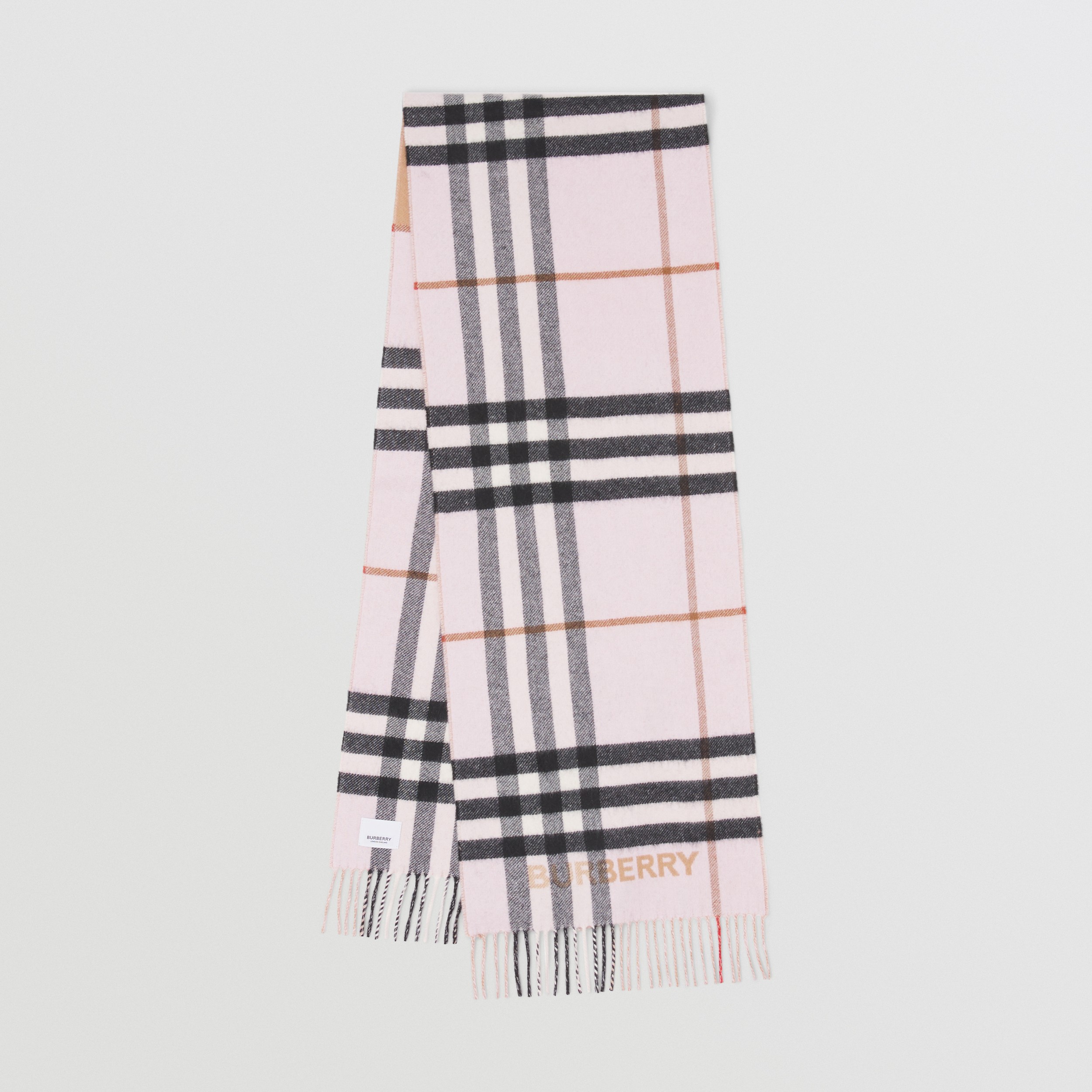 Contrast Check Cashmere Scarf in Archive Beige/candy Pink | Burberry® Official - 1
