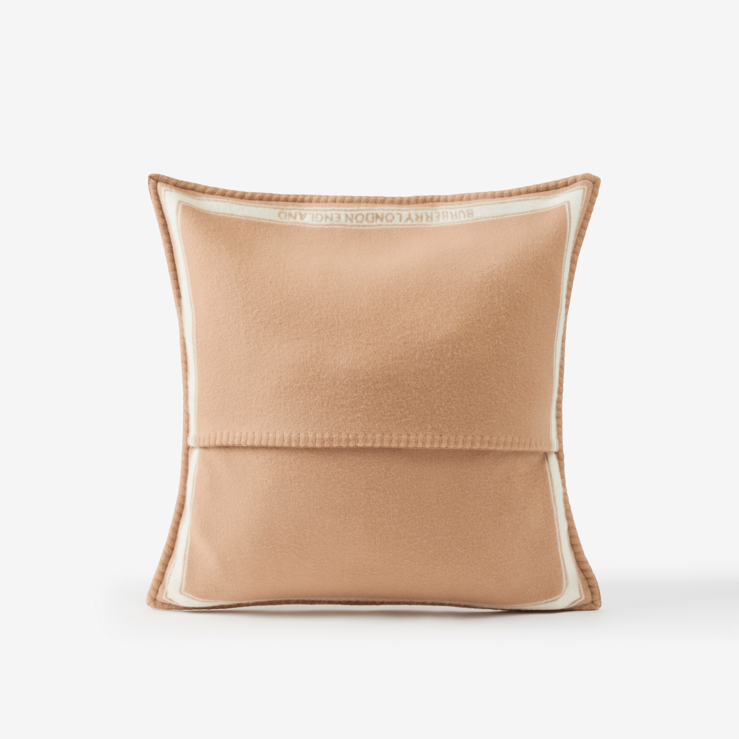 Capa de almofada de lã e cashmere com estampa de relógio (Camel) | Burberry® oficial - 2
