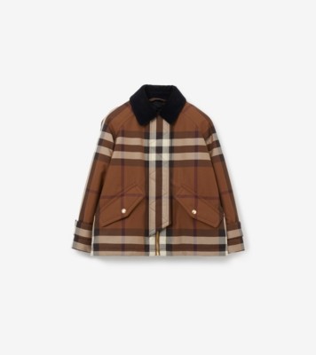 Burberry check detail diamond cheap quilted jacket