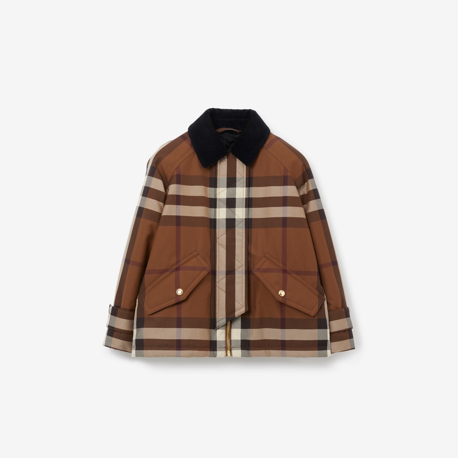 Check Cotton Jacket in Dark Birch Brown | Burberry® Official