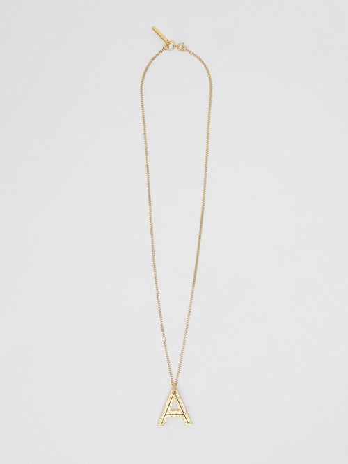 Burberry ‘a' Alphabet Charm Gold-plated Necklace In Light Gold
