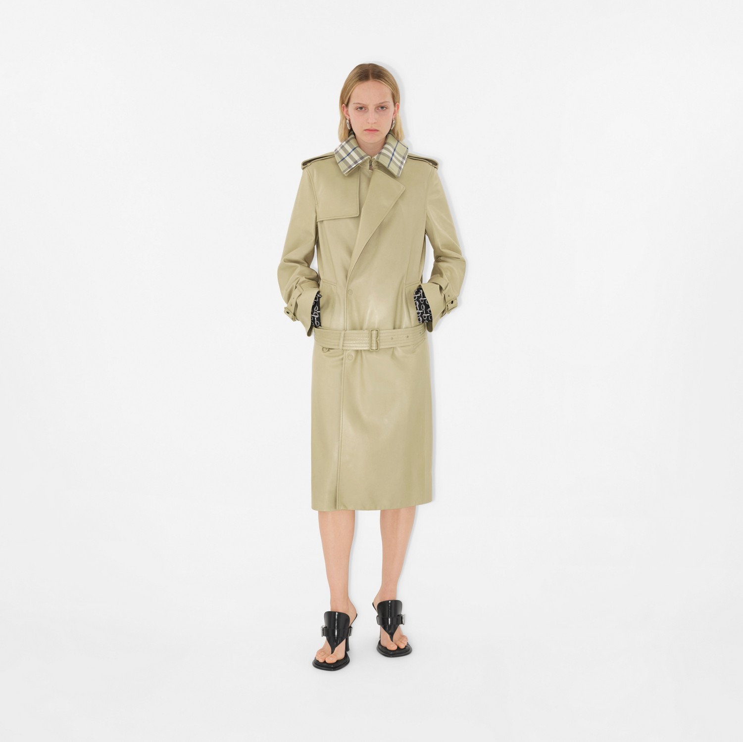 Long Leather Trench Coat