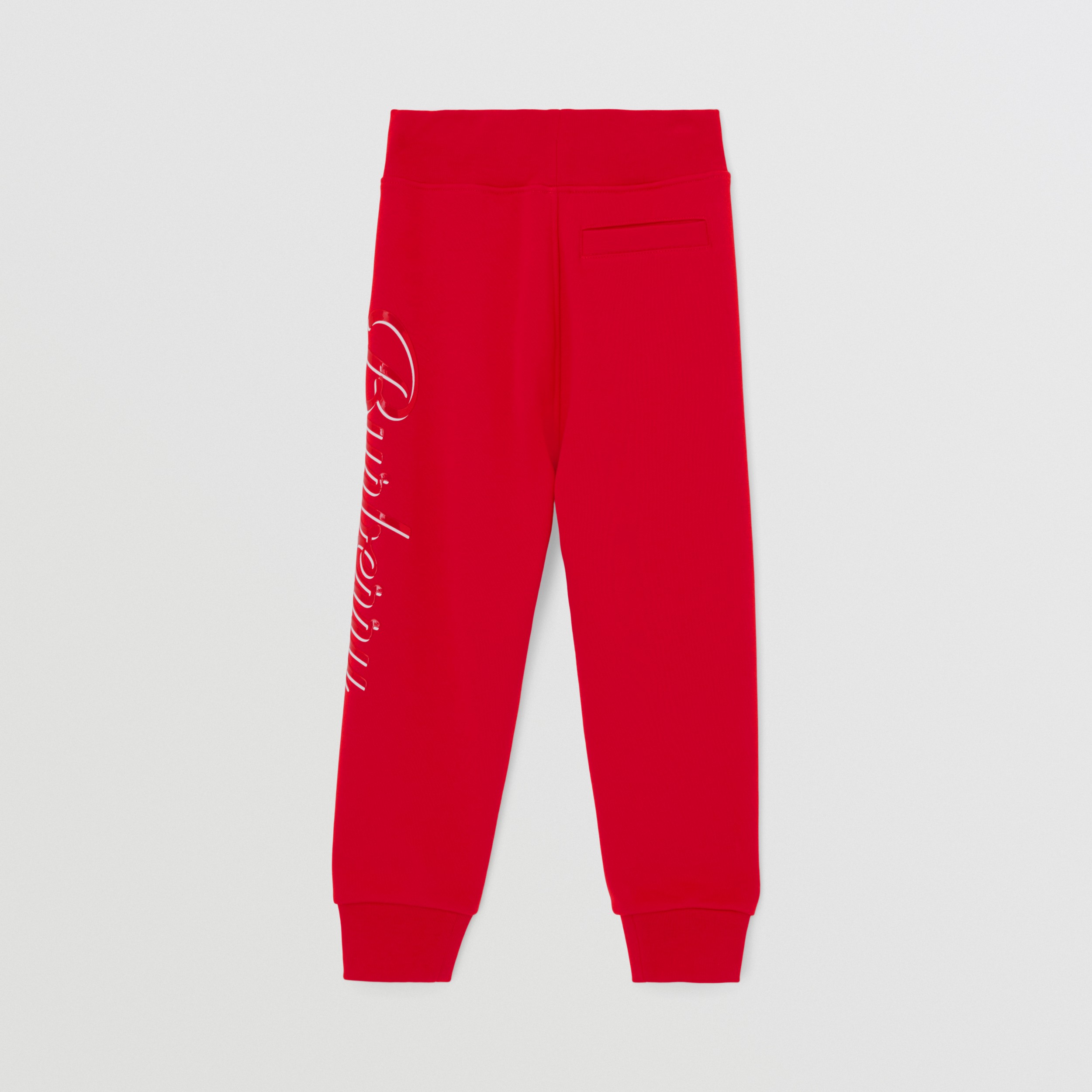 Logo Script Print Cotton Jogging Pants in Bright Red Burberry® Official