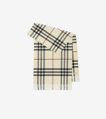 ワイド チェック カシミアスカーフ (ストーン) | Burberry®公式サイト