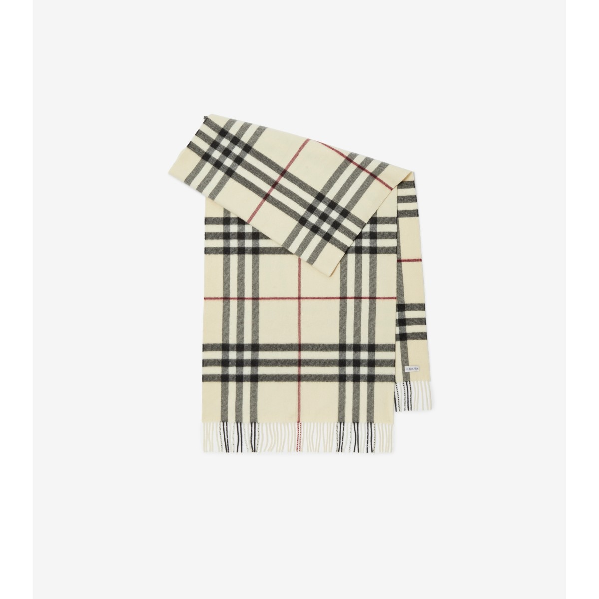 Burberry Check Cashmere Scarf In Stone