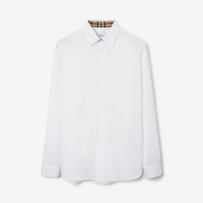 Shop Burberry Stretch Cotton Shirt In White