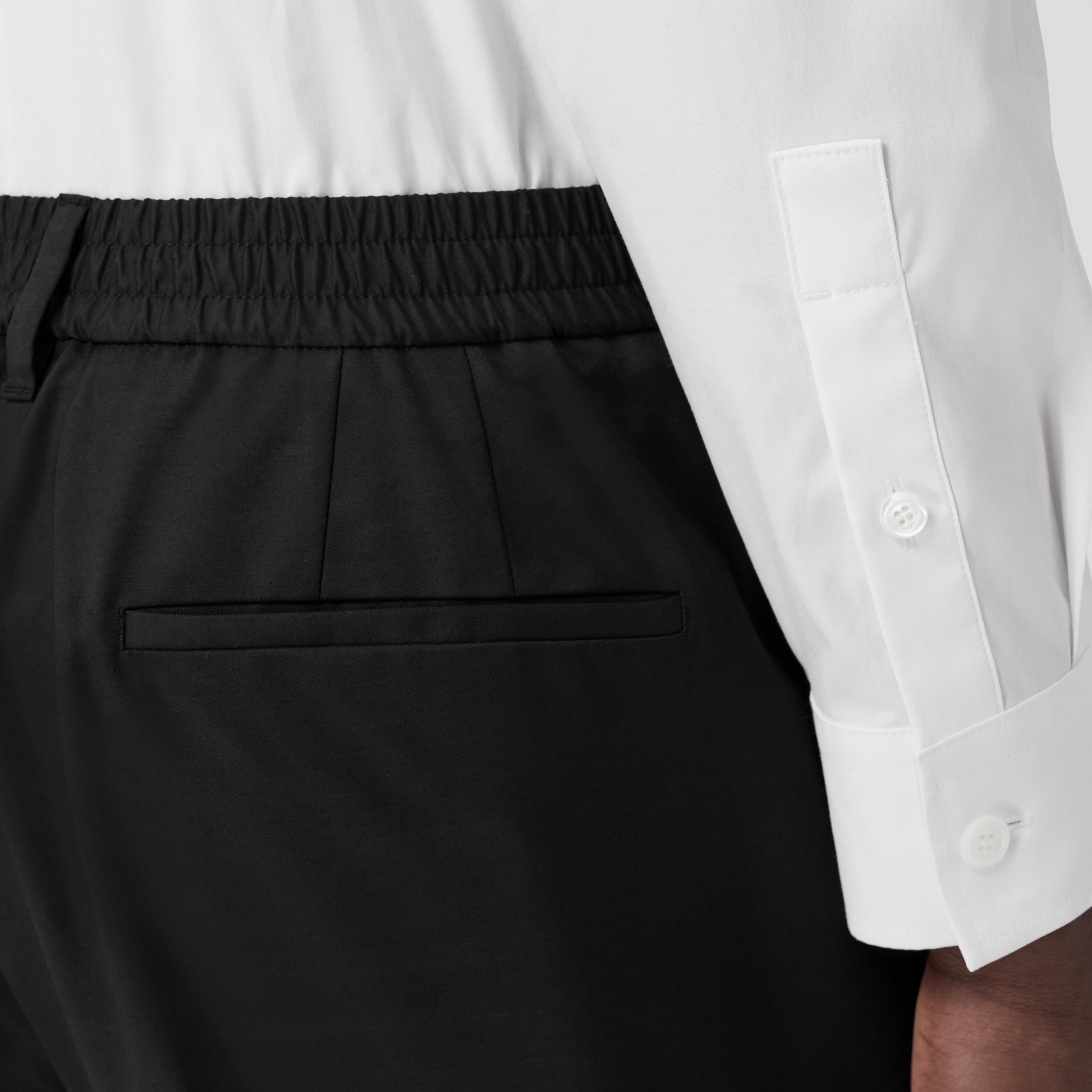 Slim Fit Pocket Detail Wool Blend Trousers in Black - Men | Burberry® Official - 2