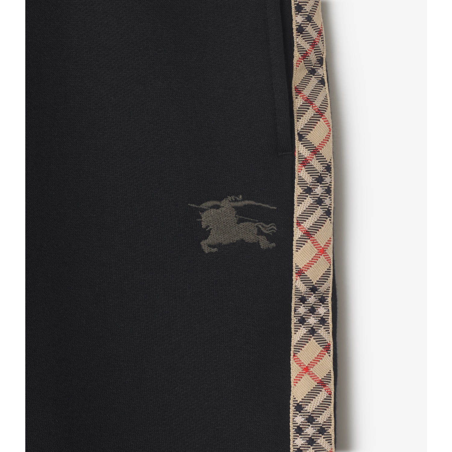 Check Trim Cotton Jogging Pants