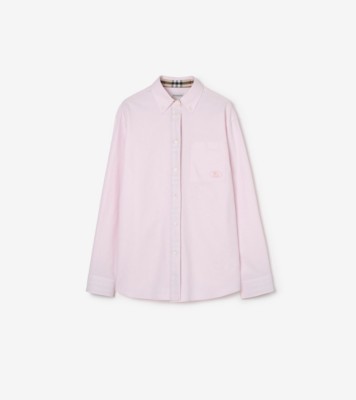 Relaxed Fit Cotton Oxford Shirt in Frosty pink - Women | Burberry® Official