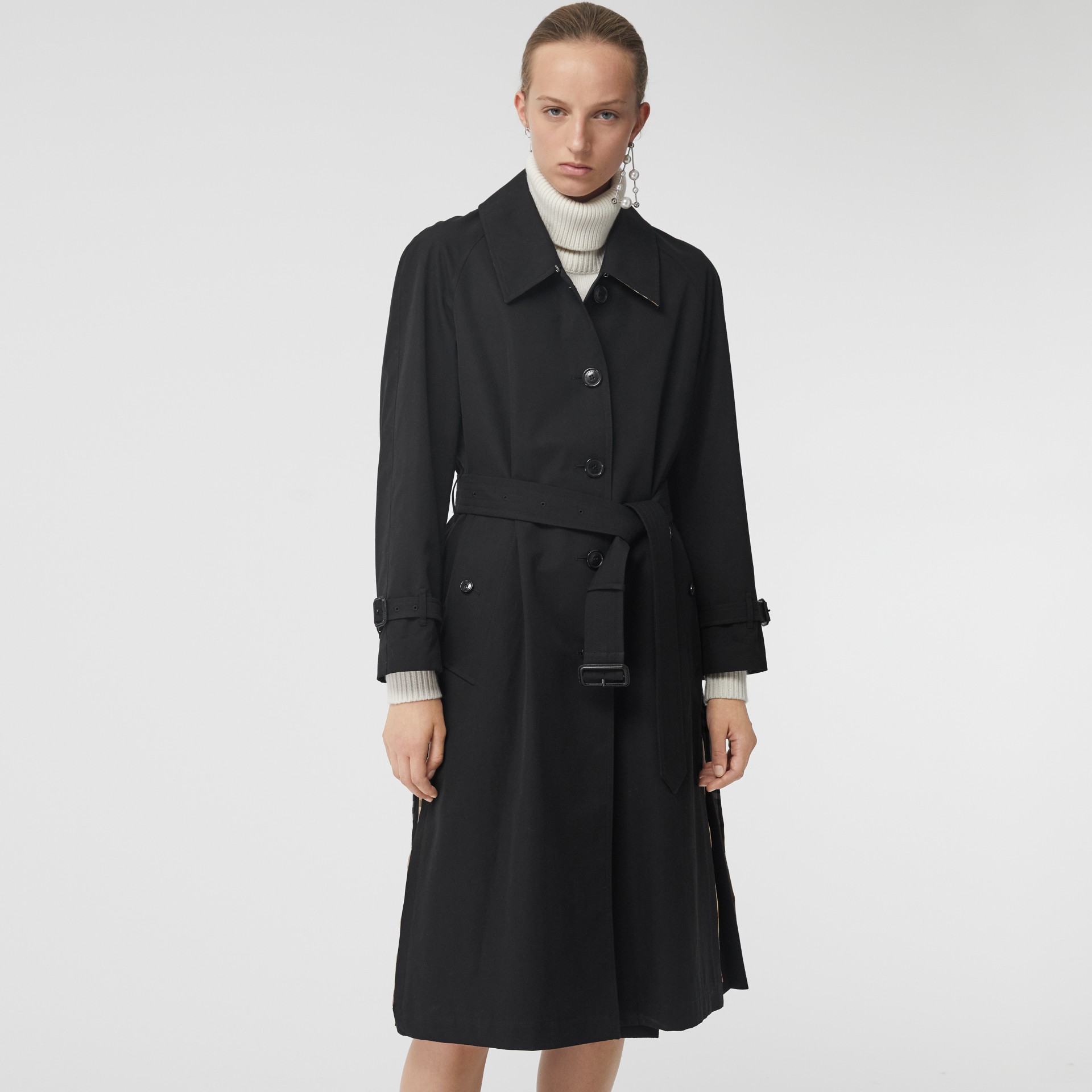 Side-slit Tropical Gabardine Trench Coat in Black - Women | Burberry ...