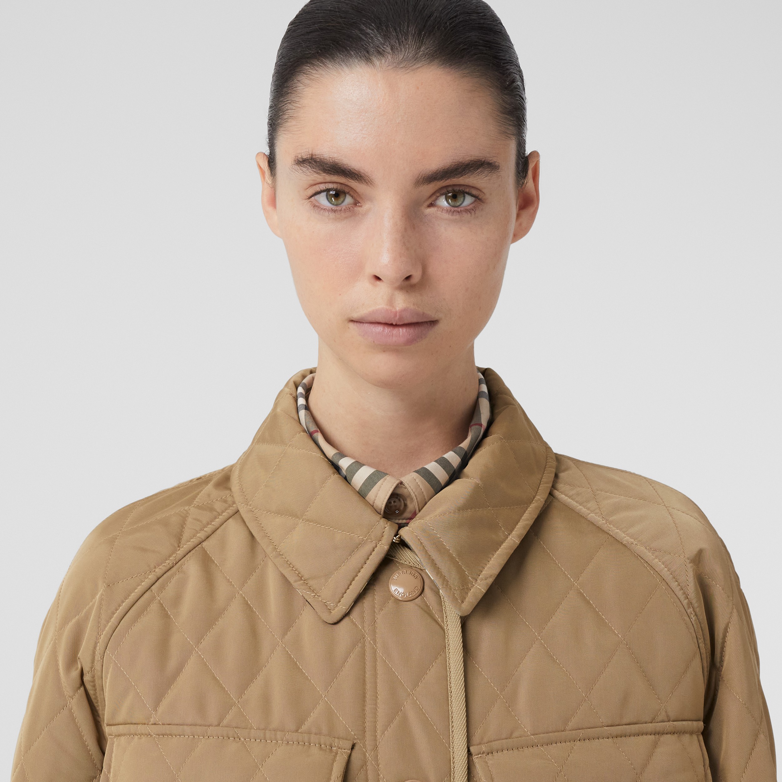 Diamond Quilted Nylon Canvas Field Jacket in Archive Beige - Women | Burberry® Official - 2