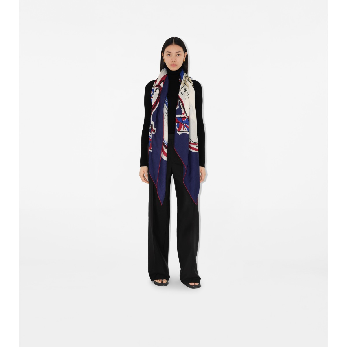  Printed Tower Bridge Cashmere Silk Scarf