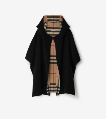 EKD Cashmere Hooded Cape in Black/archive beige | Burberry® Official