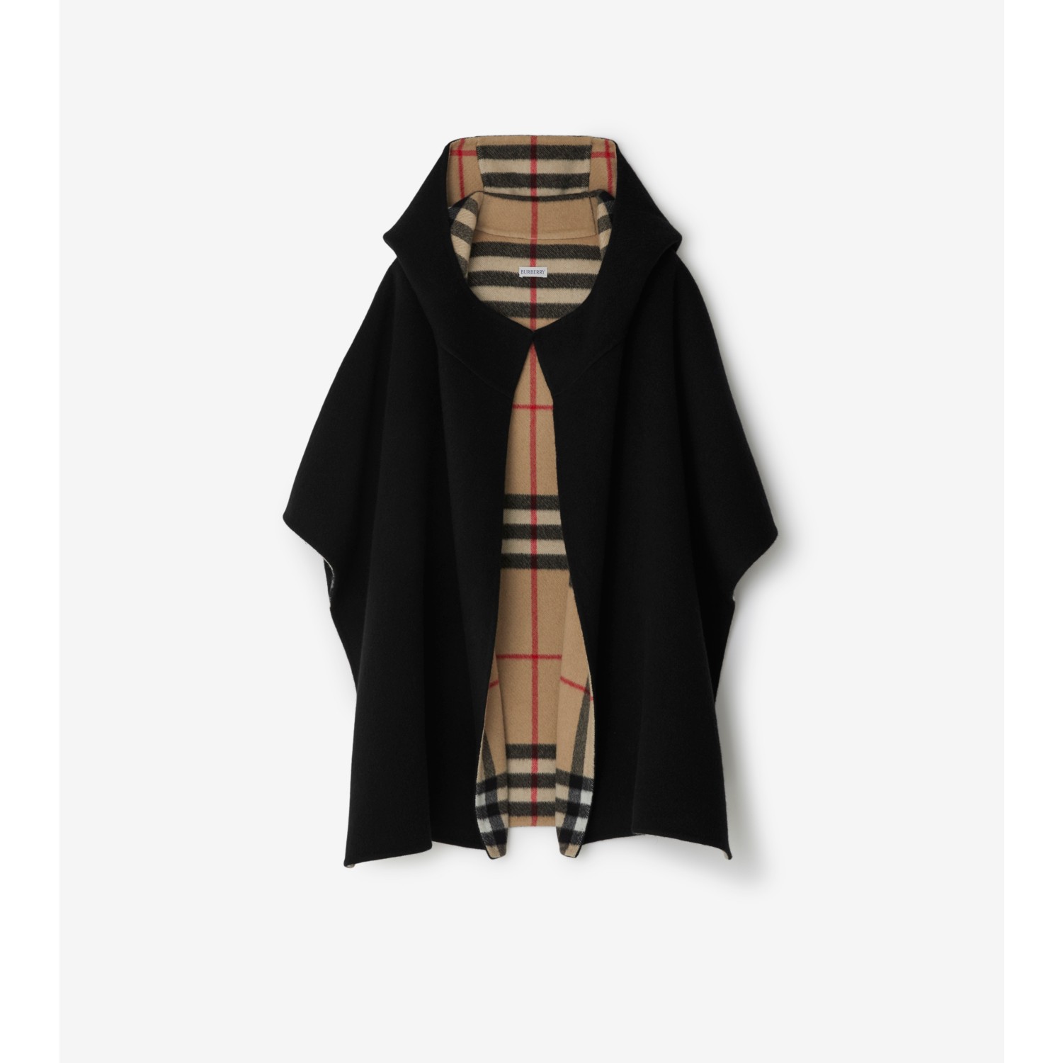 EKD Cashmere Hooded Cape in Black/archive beige | Burberry® Official