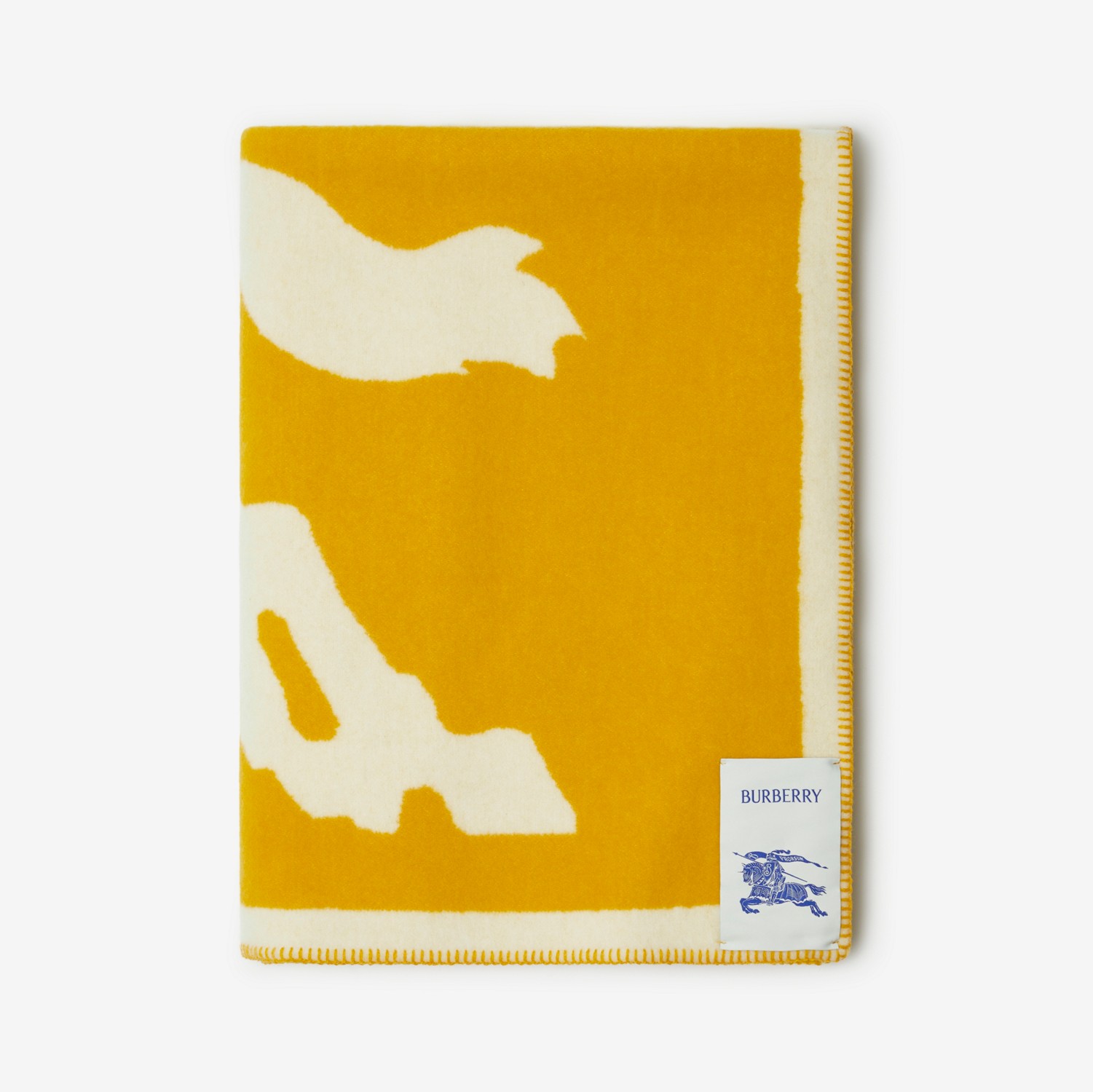 马术骑士徽标羊毛毯 (秋梨黄) | Burberry® 博柏利官网