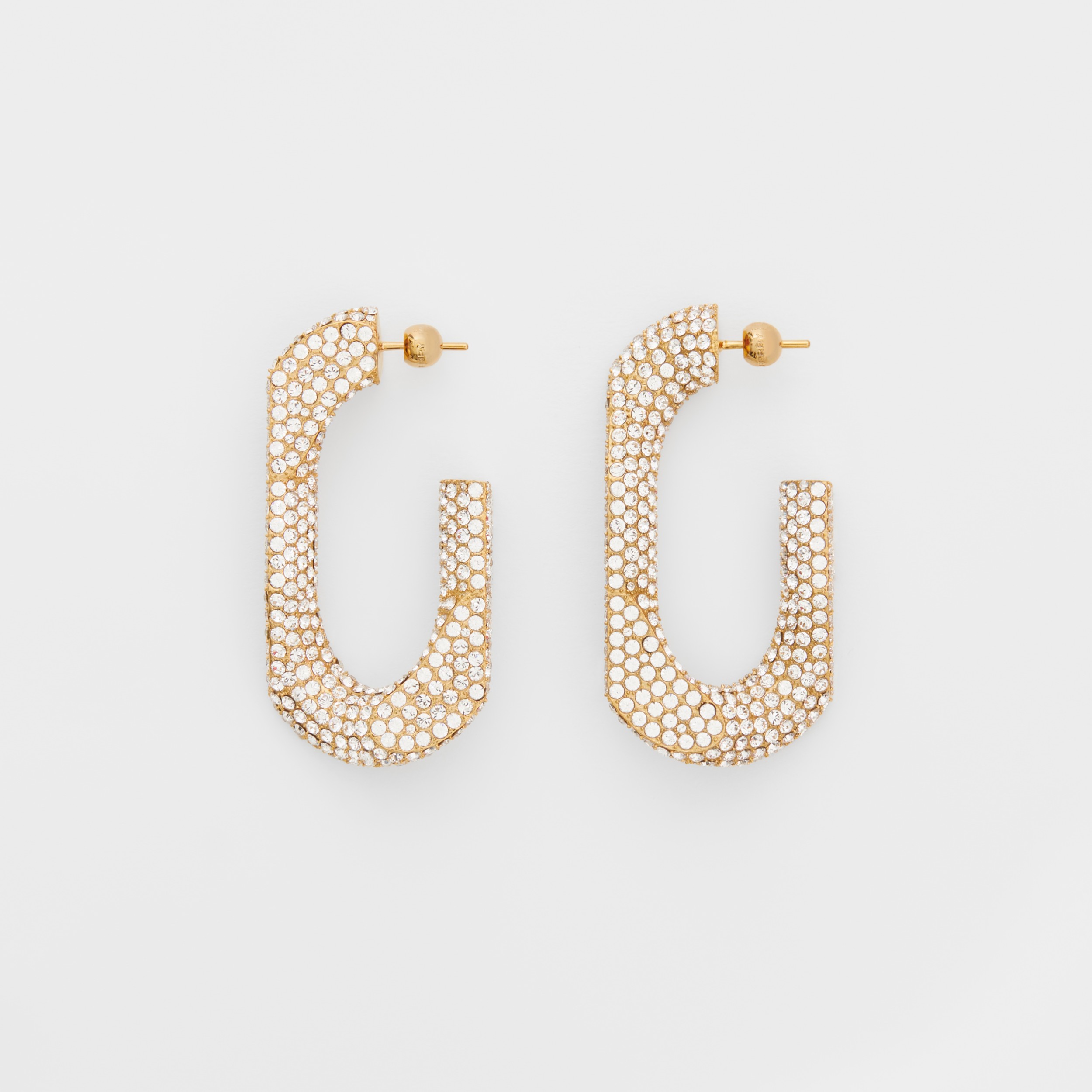 Crystal Goldplated Chainlink Hoop Earrings in Light Gold/crystal