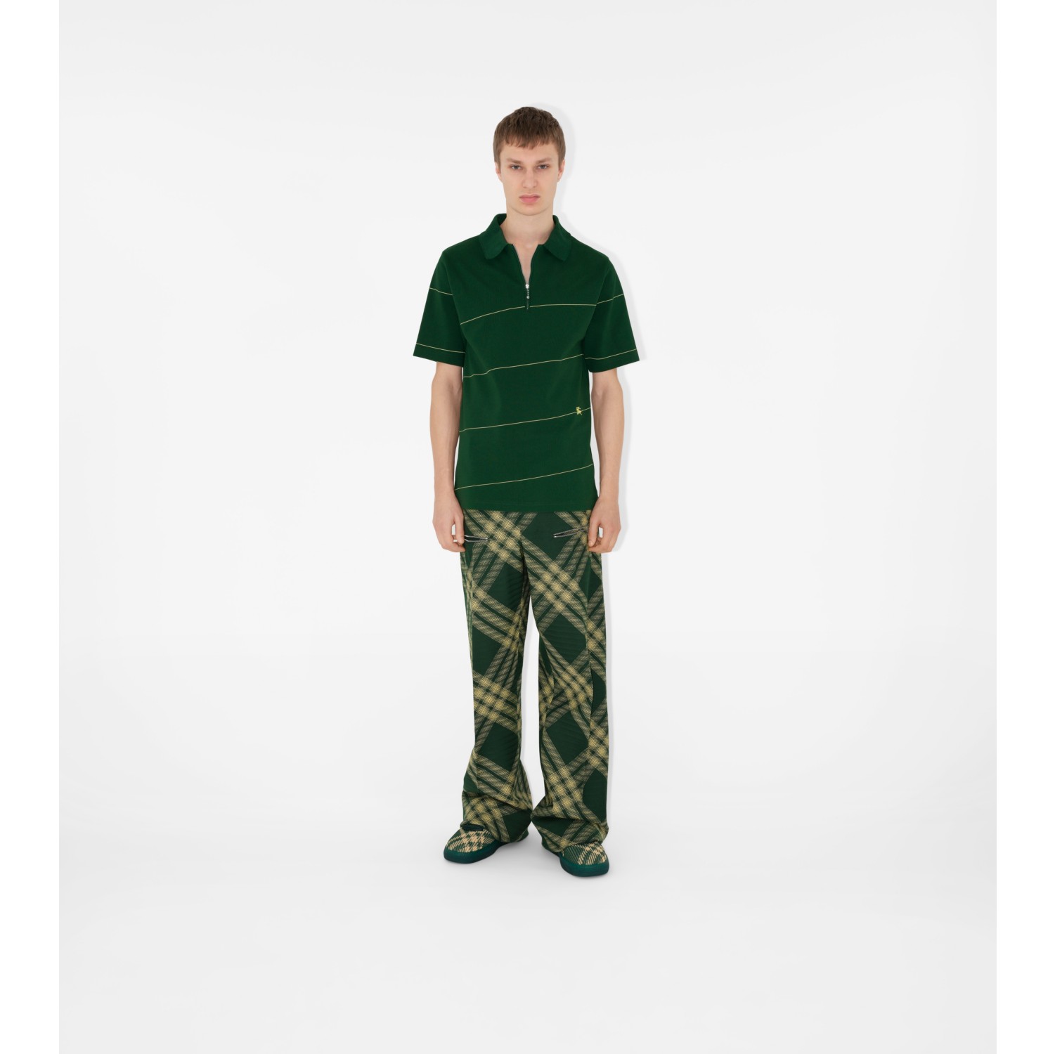 Striped Cotton Polo Shirt in Ivy - Men | Burberry® Official