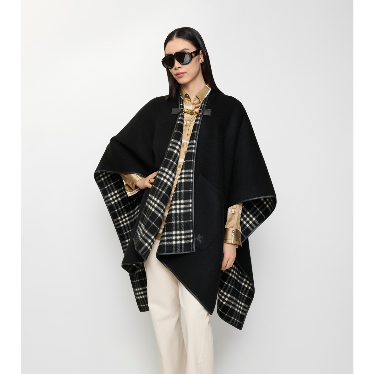  Check Cashmere Cape