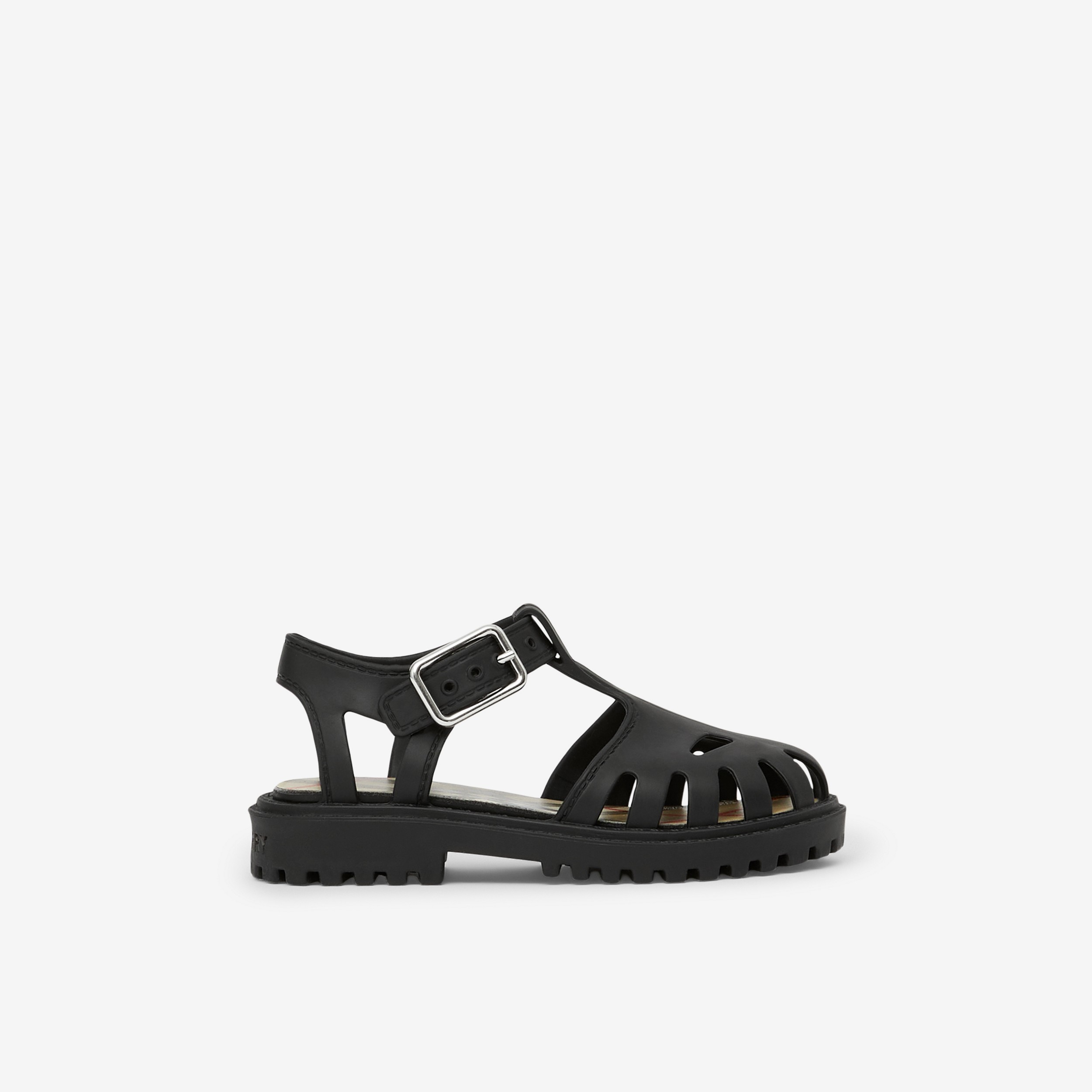Vintage Check-lined Rubber Sandals in Black - Children | Burberry® Official - 1