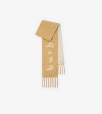 Reversible Logo Alpaca Wool Blend Scarf in Sand beige | Burberry