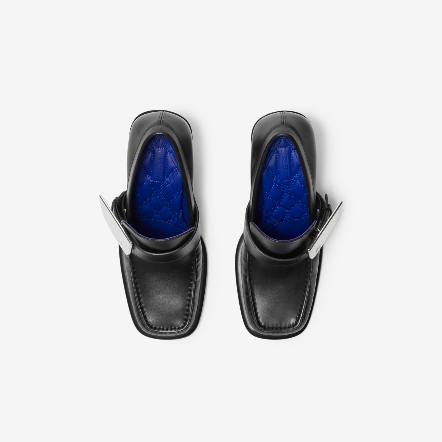 Leather London Shield Heeled Loafers in Black - Women | Burberry® Official