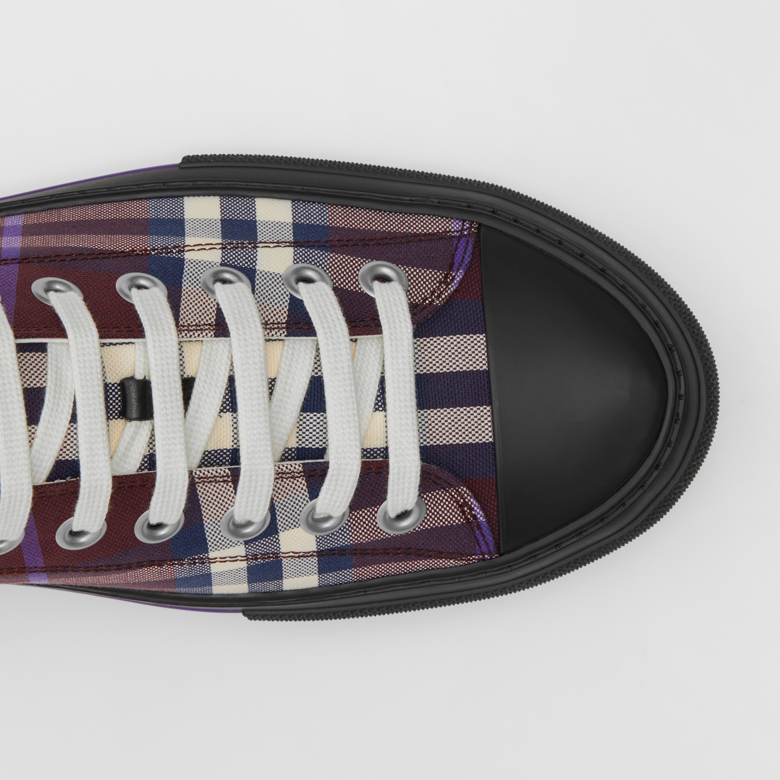 Check Cotton Sneakers in Deep Maroon - Men | Burberry® Official - 2