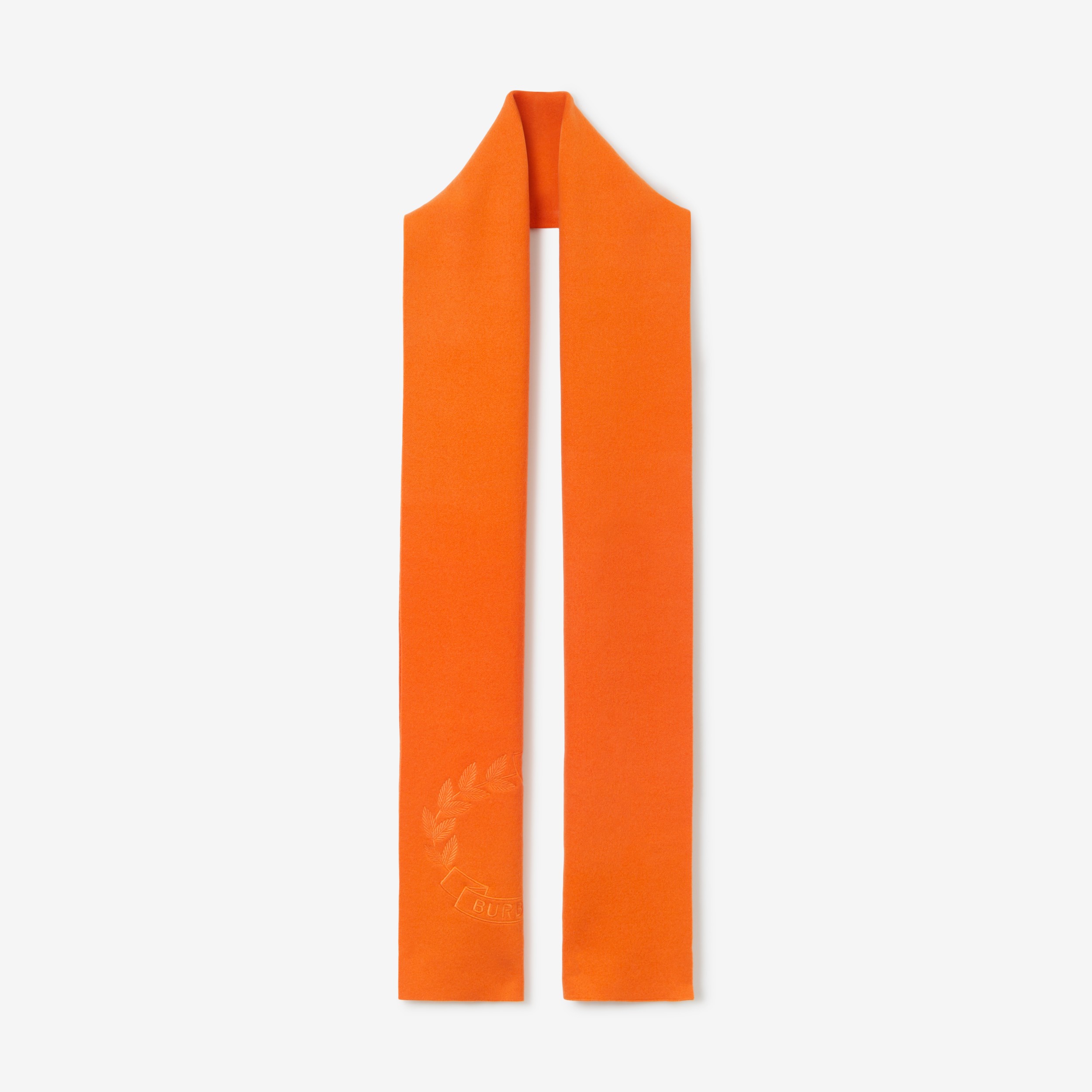 Écharpe en cachemire mélangé à écusson feuille de chêne brodé (Orange Vif) | Site officiel Burberry® - 1