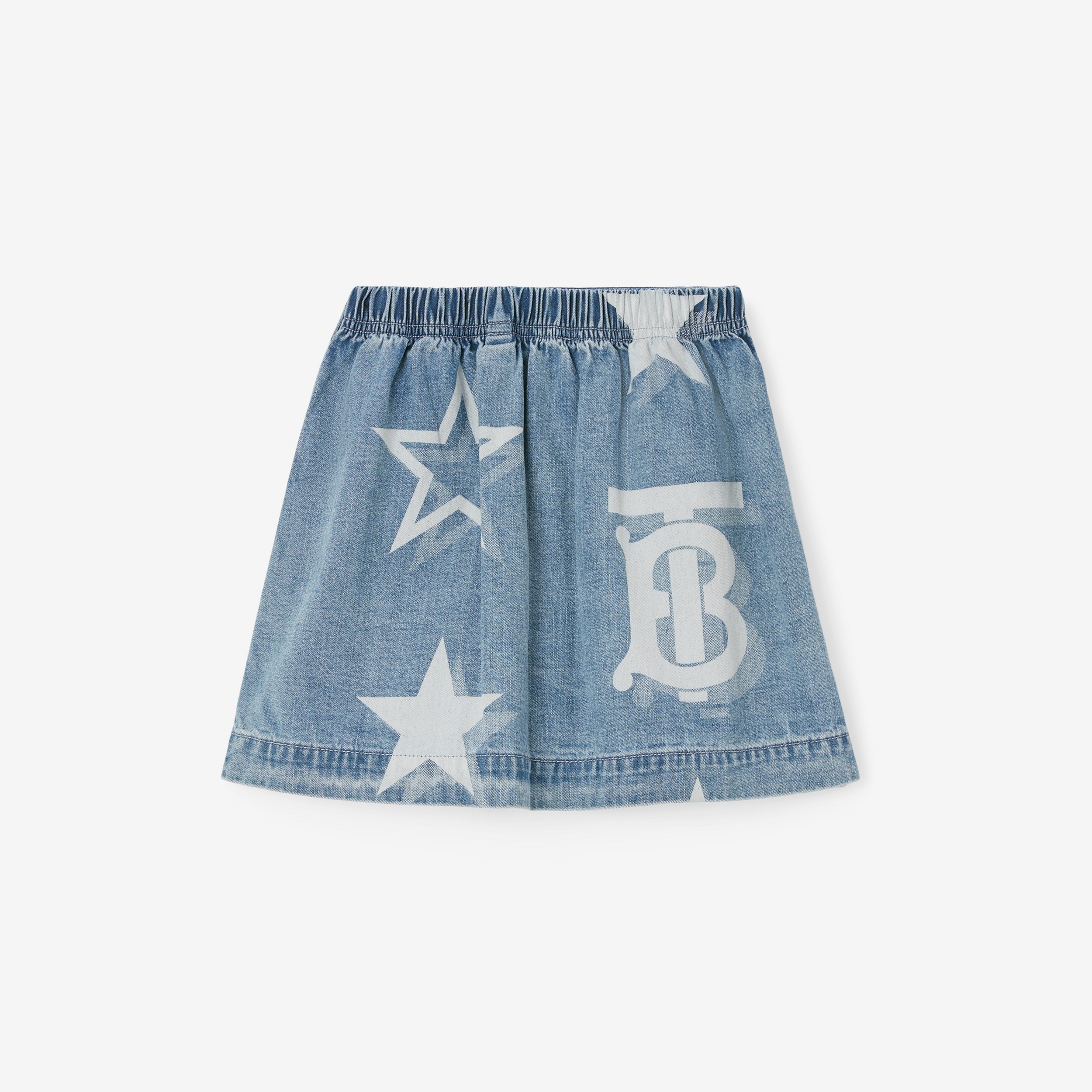 TB Star Print Cotton Denim Skirt in Pale Blue | Burberry® Official - 2