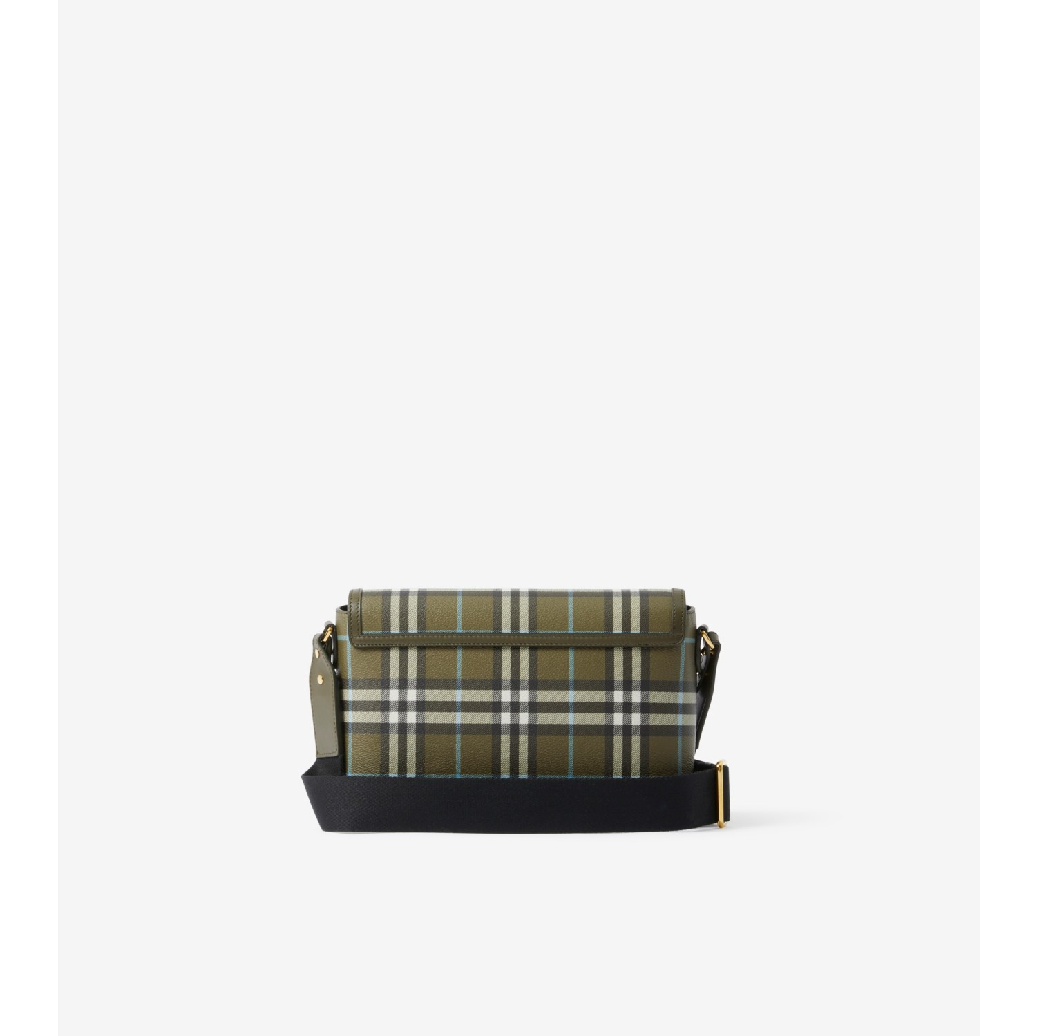 BURBERRY: London bag in canvas with check pattern - Olive