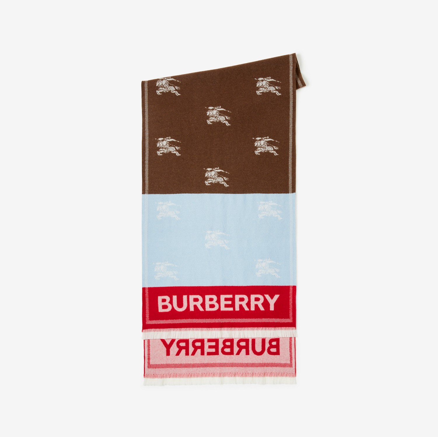马术骑士徽标羊毛提花围巾 (深桦木棕) | Burberry® 博柏利官网