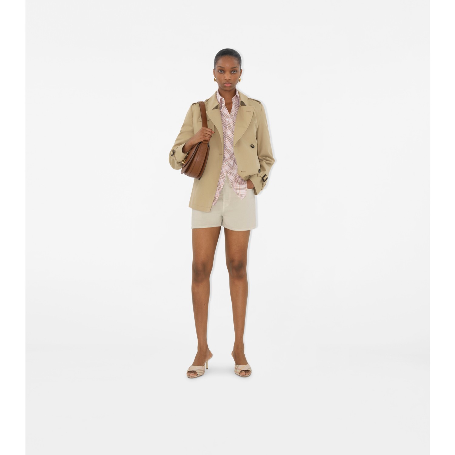Denim Shorts in Oat - Women, Cotton | Burberry® Official