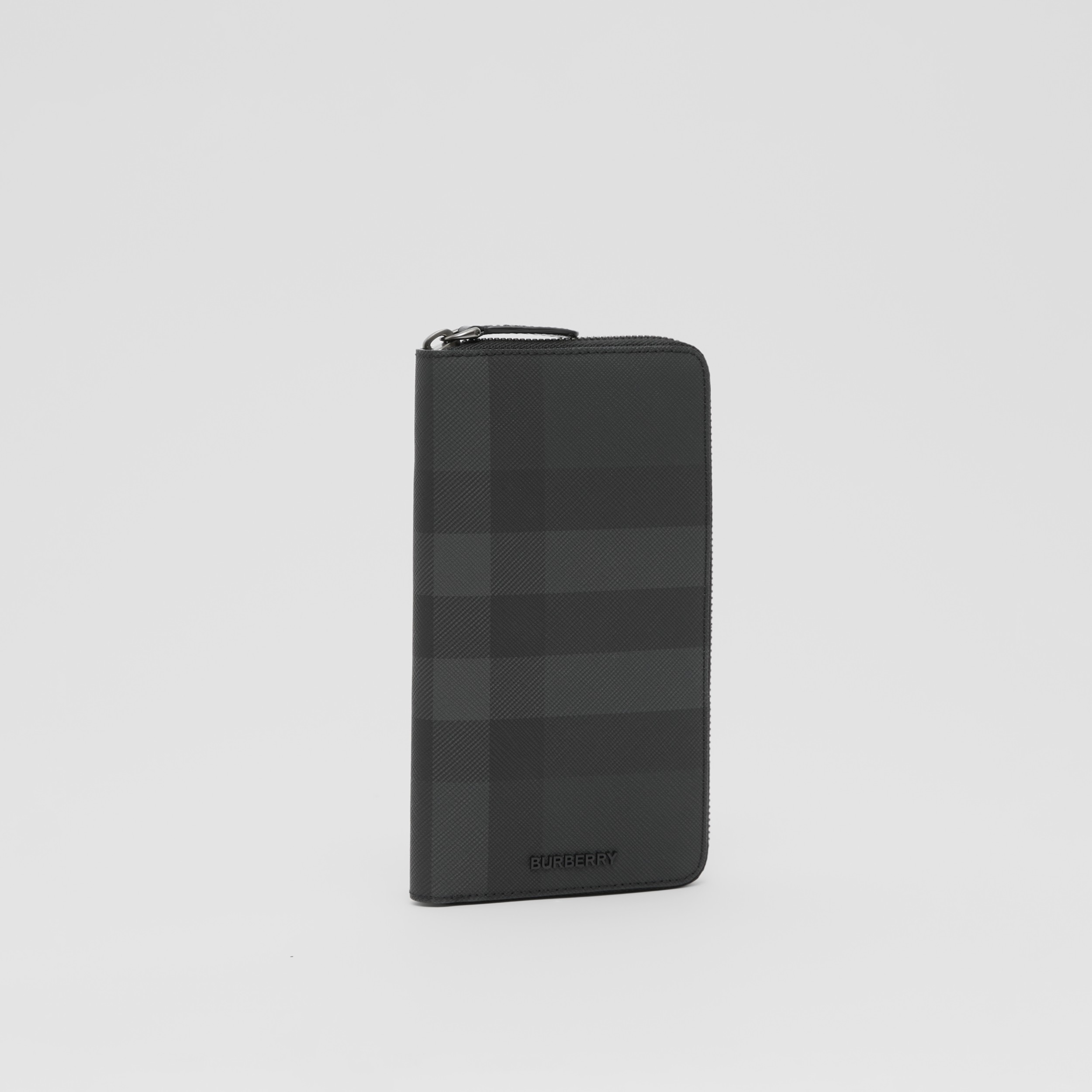 Charcoal Check and Leather Ziparound Wallet - Men | Burberry® Official - 4