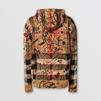 burberry harrington graffiti print hoodie
