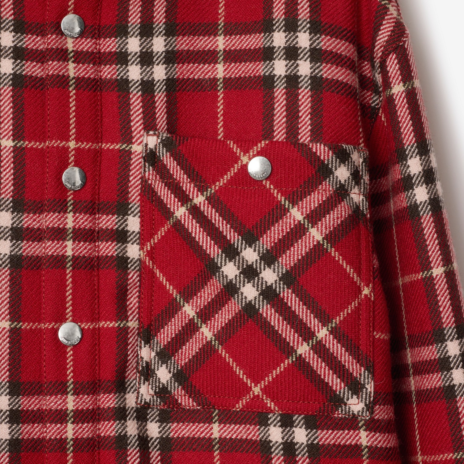Check Wool Overshirt in Geranium - Women | Burberry® Official Check Wool Overshirt in Geranium - Women | Burberry® Official