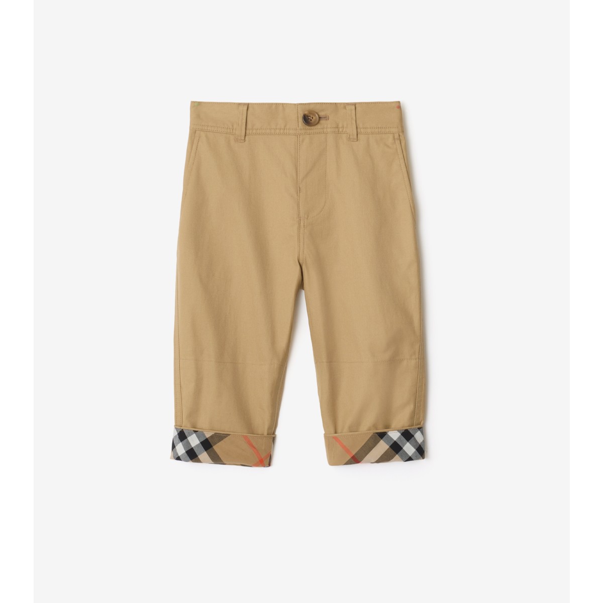  Check Turn-up Cotton Trousers