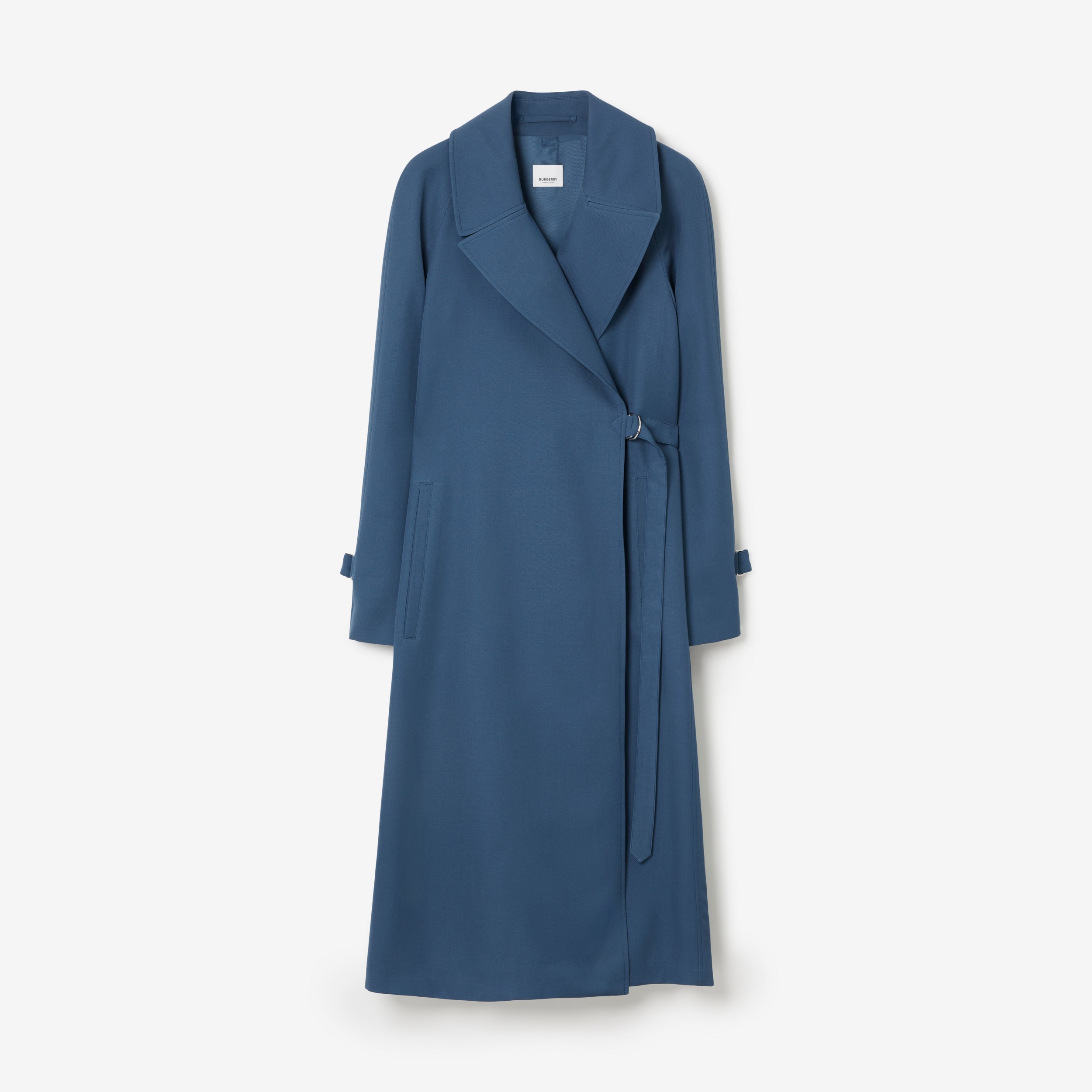 D 型环装饰羊毛围裹式大衣 (柔和海军蓝) - 女士 | Burberry® 博柏利官网 - 1