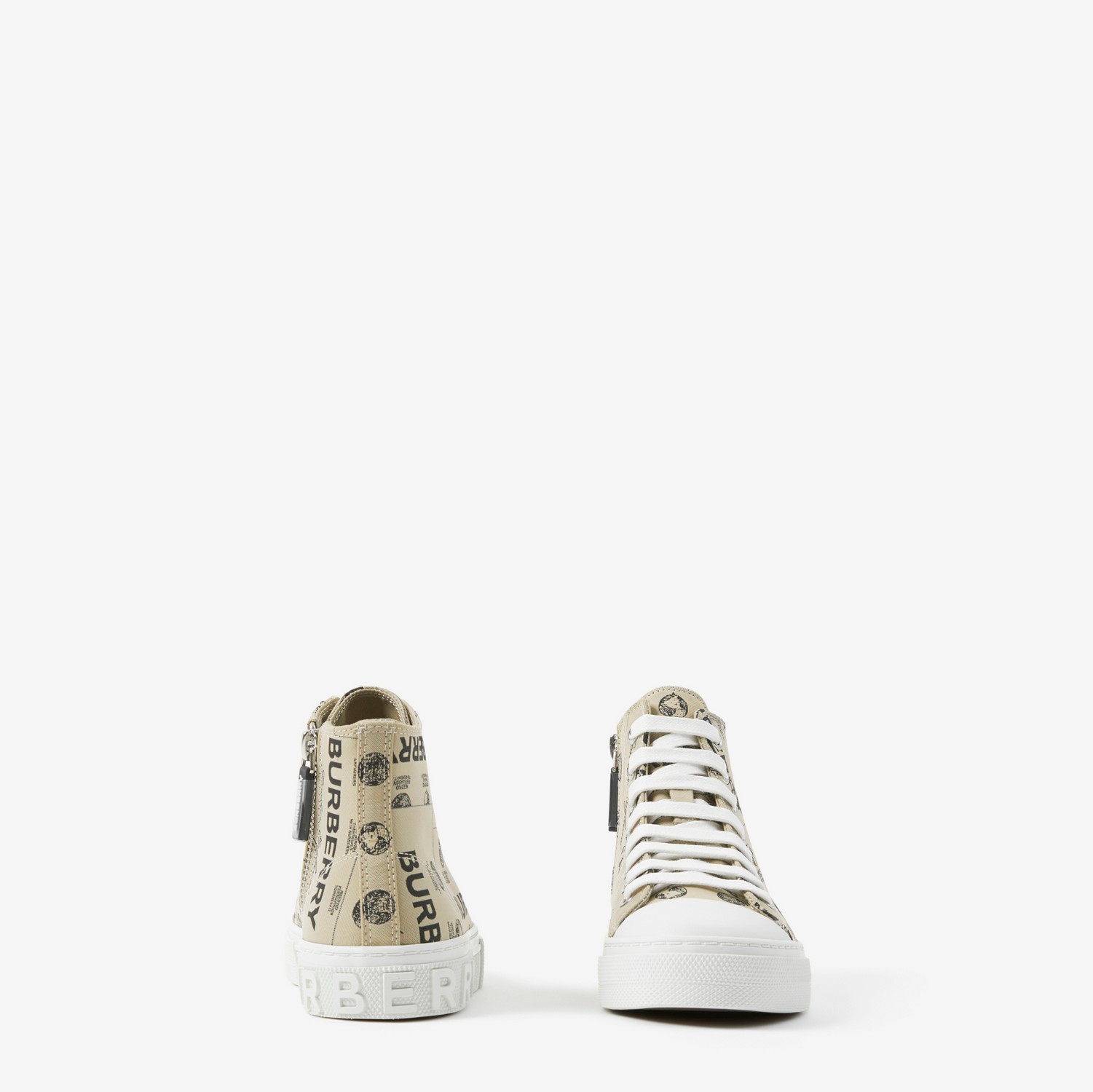 Label Print High-top Sneakers in Archive Beige - Children | Burberry® Official