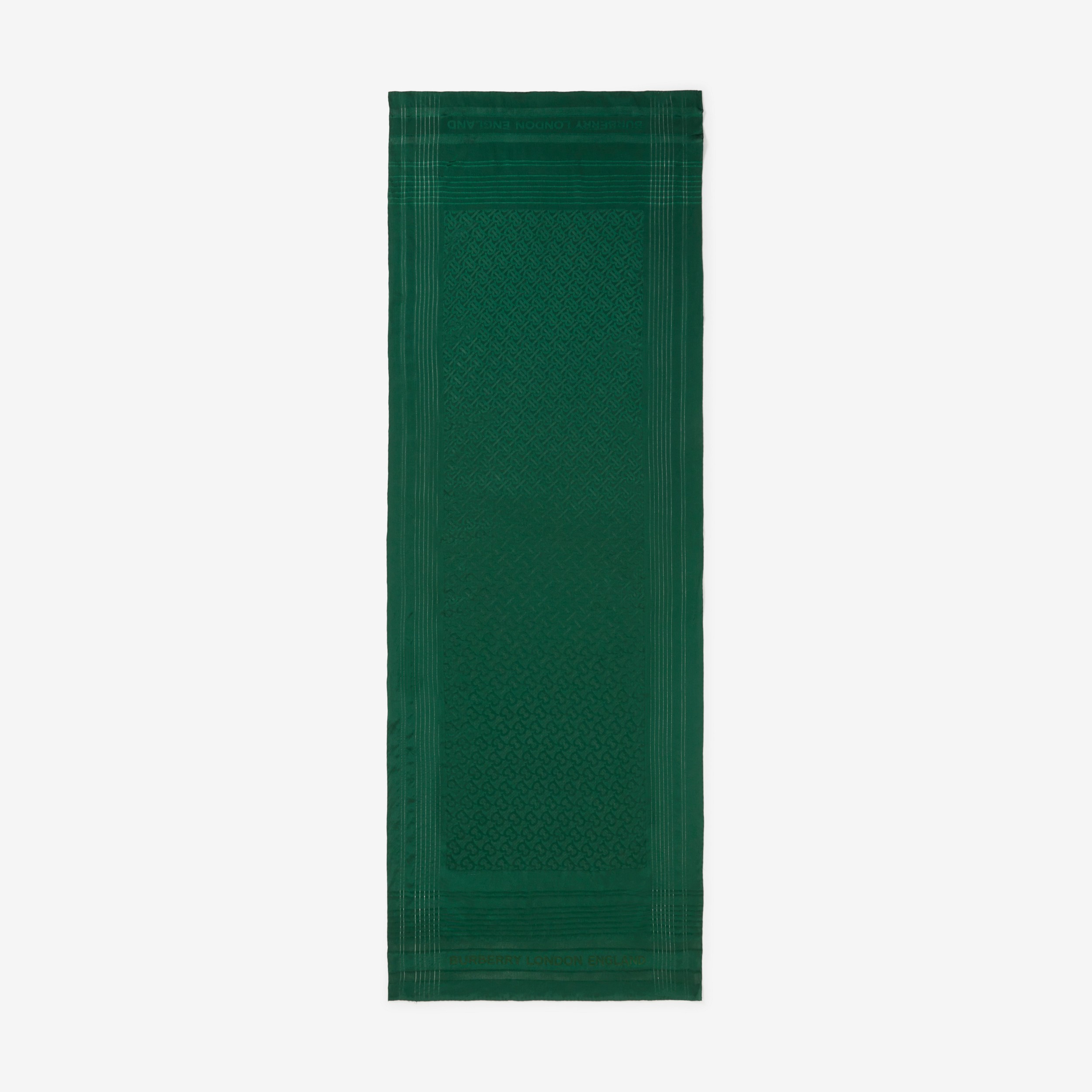 Echarpe de seda com monograma em jacquard (Verde Esmeralda) | Burberry® oficial - 2