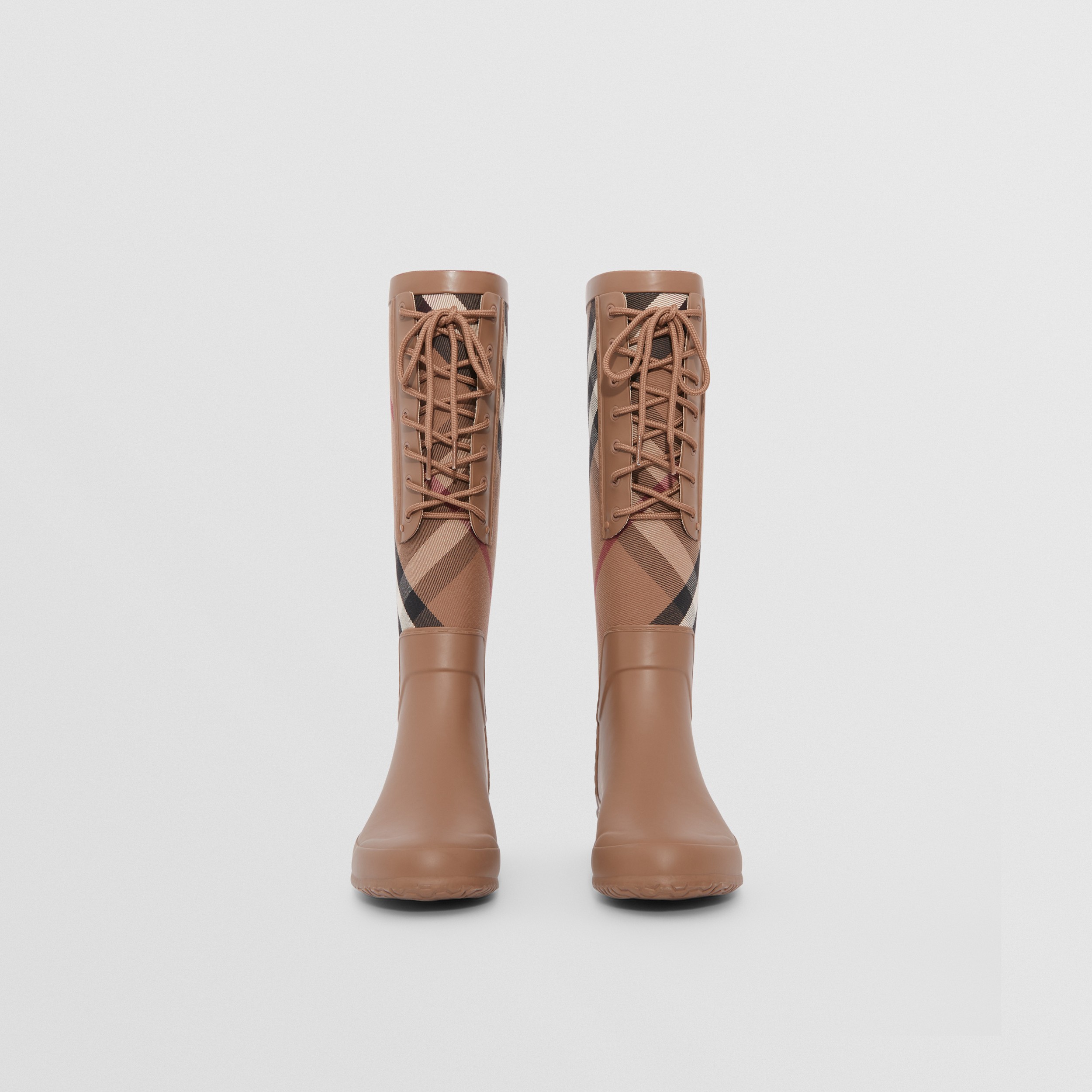 Vintage Check and Rubber Rain Boots in Birch Brown - Women | Burberry® Official - 4