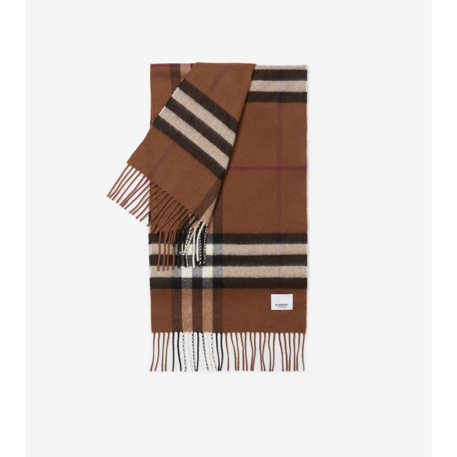 Burberry Cashmere Silk House Check Wide Scarf Brown