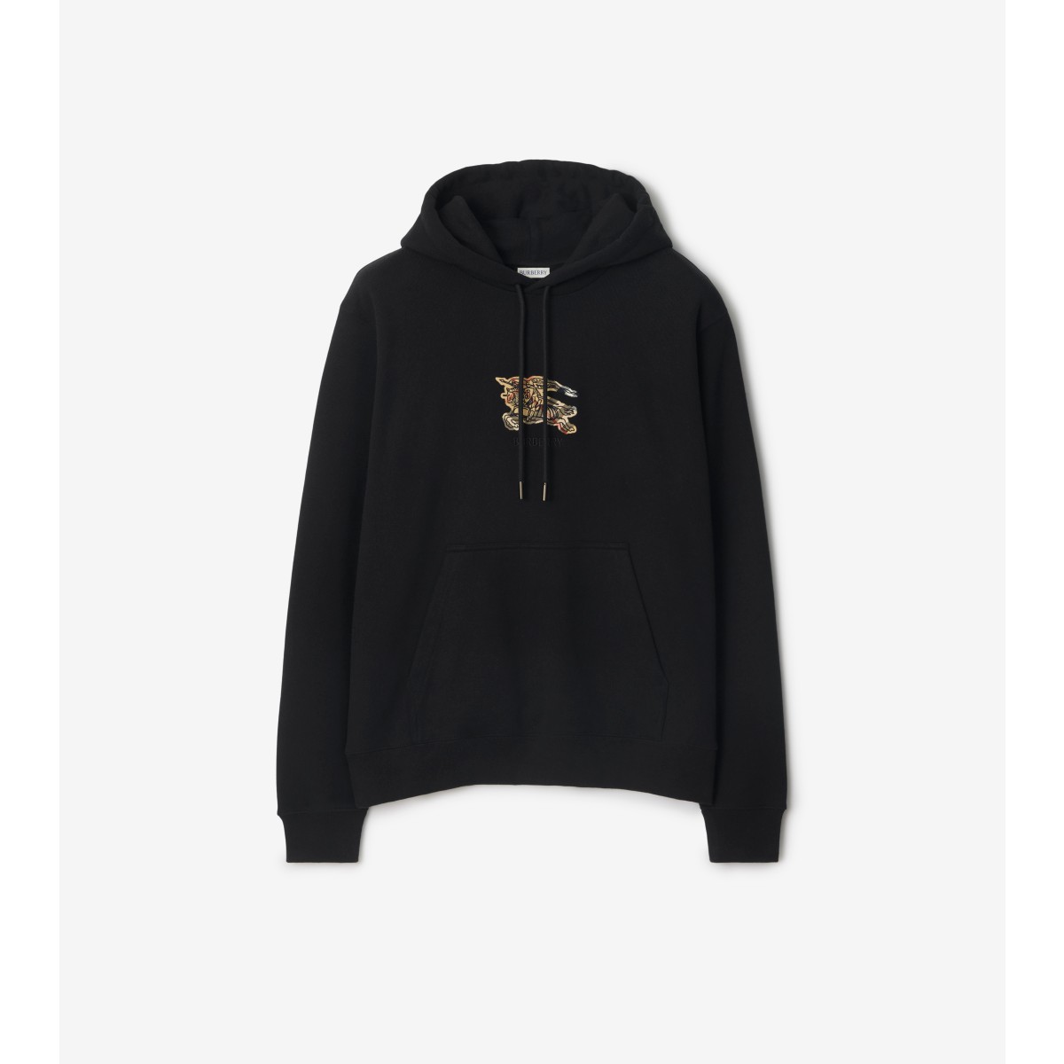 Burberry Hoodie With Front Pocket And Ribbed Cuffs In Black