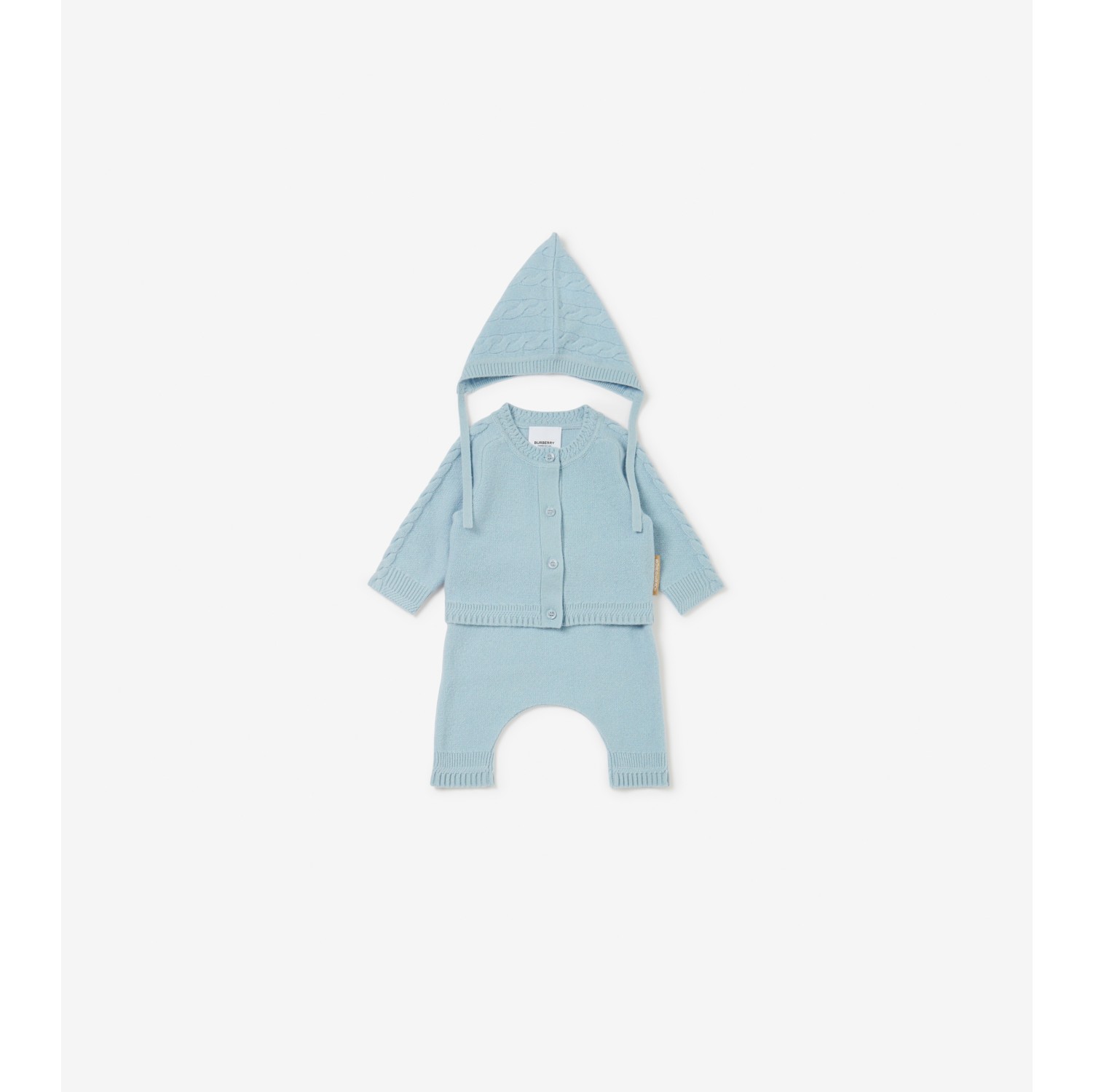 Cashmere Three-piece Baby Gift Set in Pale Blue - Children - Burberry