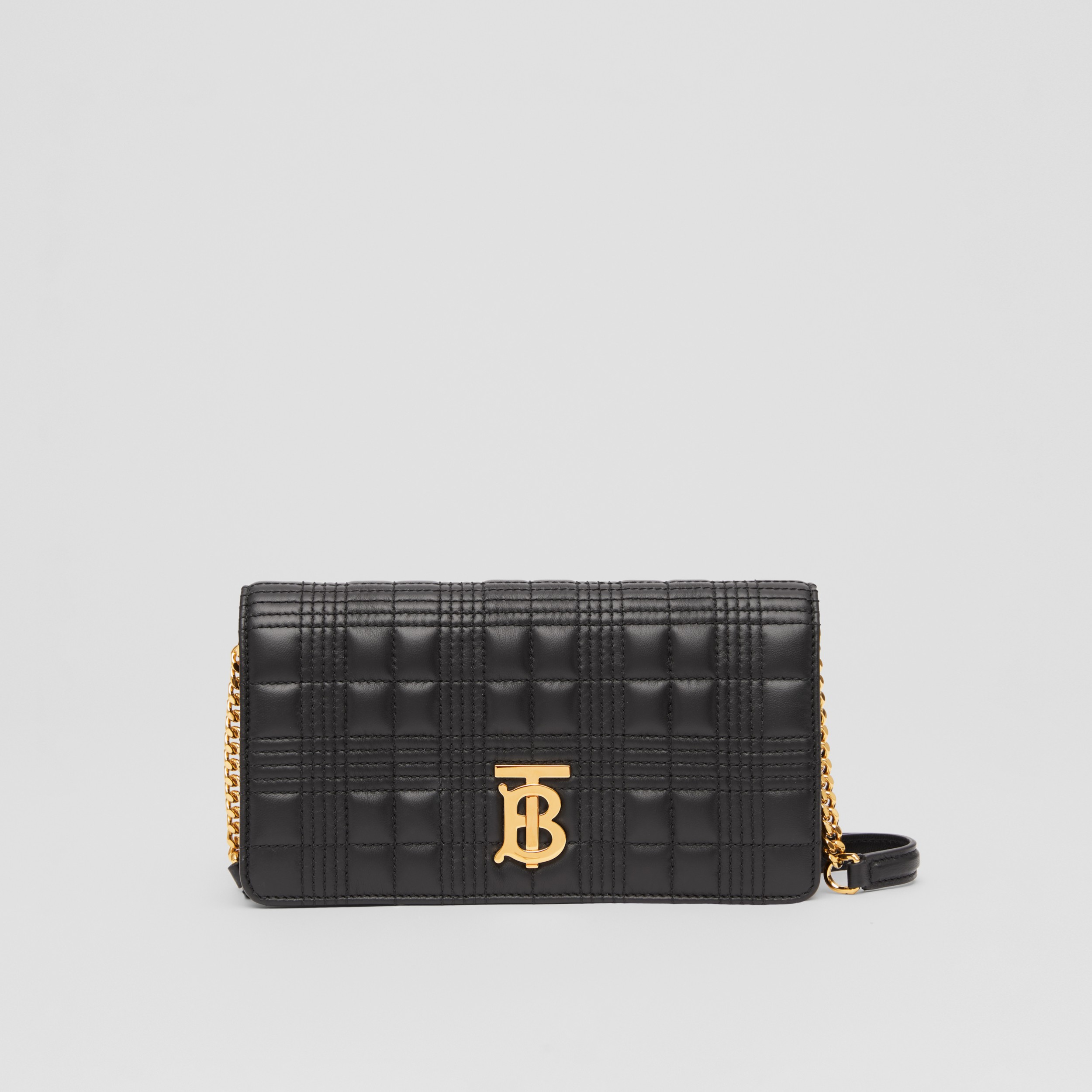 Quilted Leather Lola Wallet with Detachable Strap in Black Women