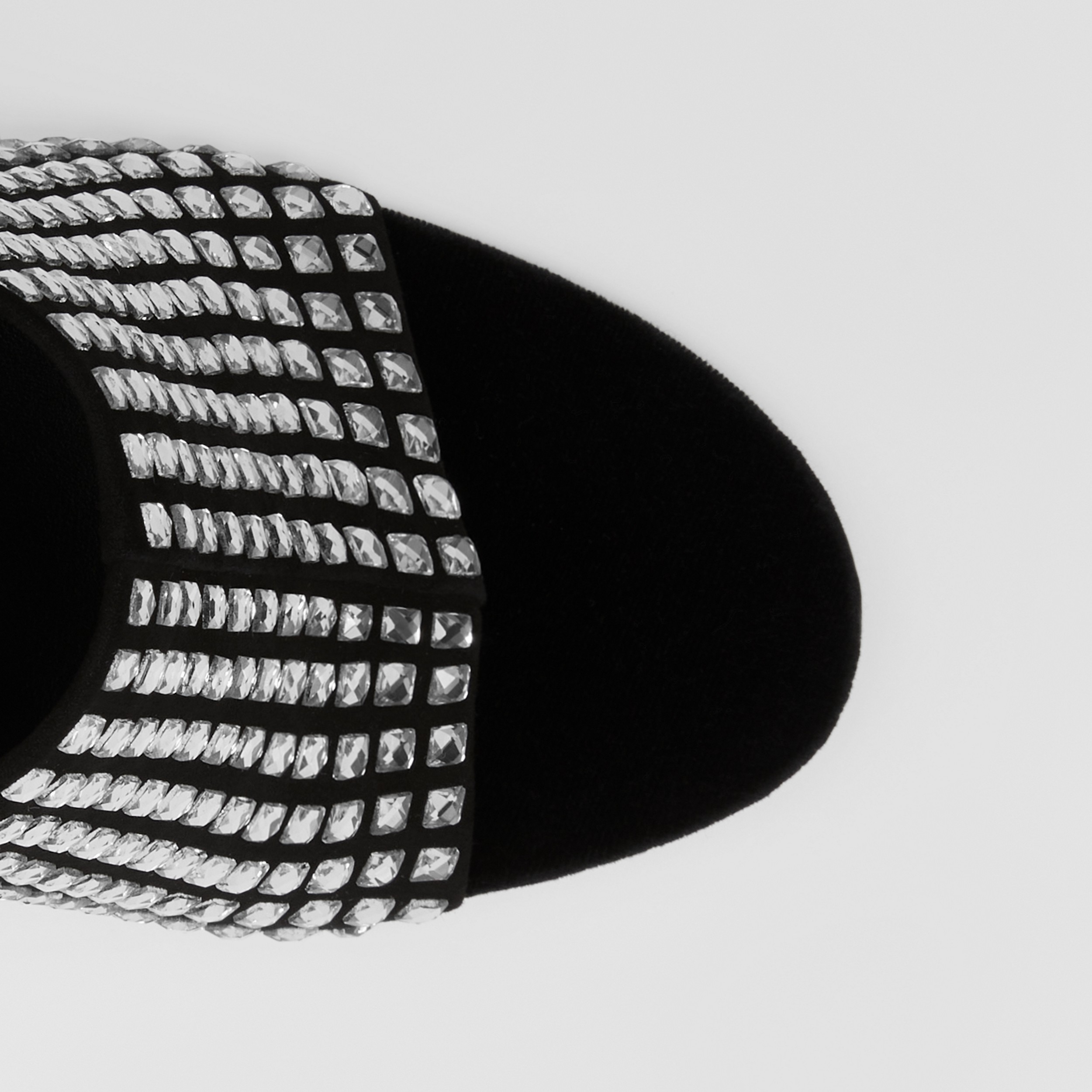 Sandalias en terciopelo con detalles de cristales y tacón de aguja (Negro/cristal) - Mujer | Burberry® oficial - 2
