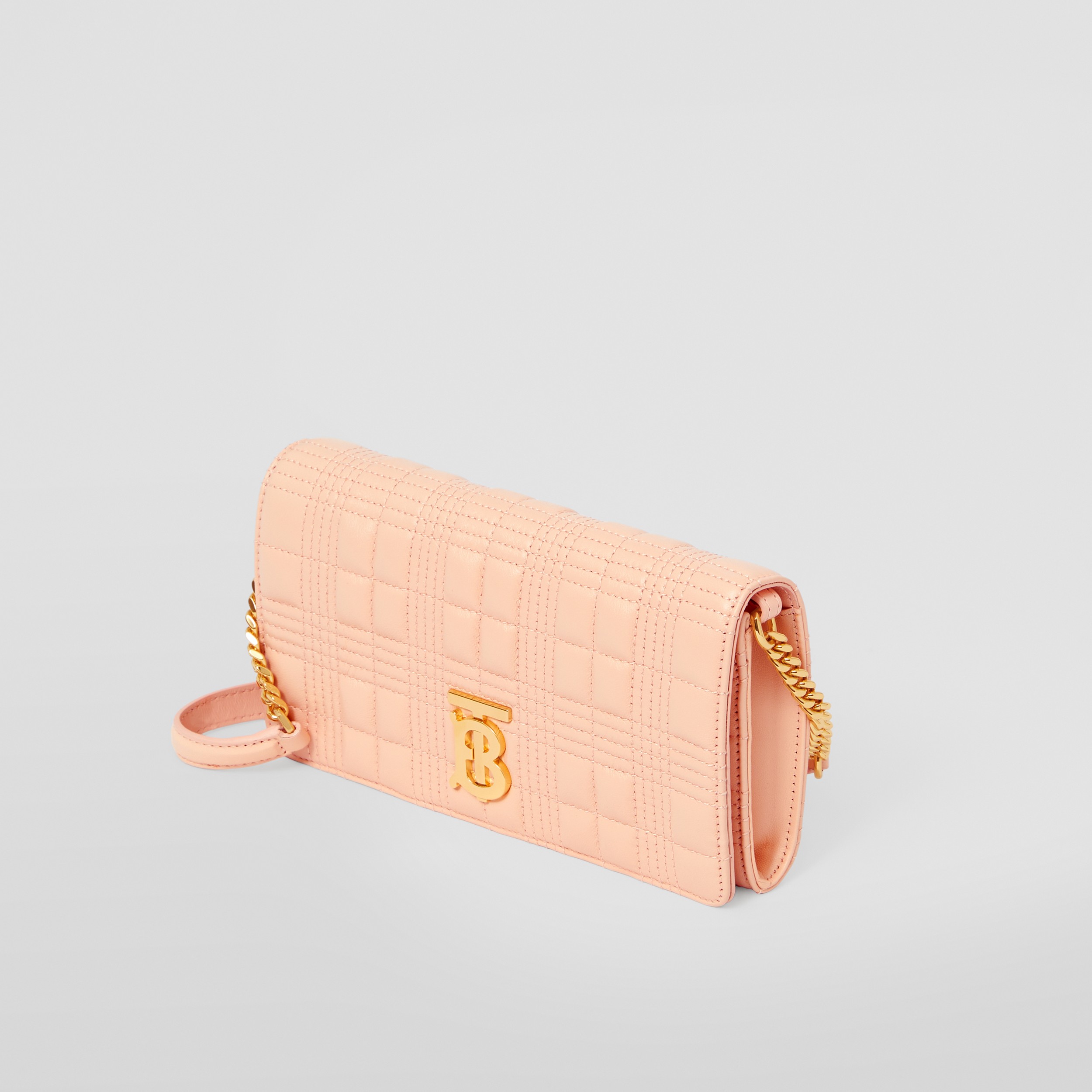 Quilted Leather Lola Wallet with Detachable Strap in Peach Pink - Women | Burberry® Official - 3
