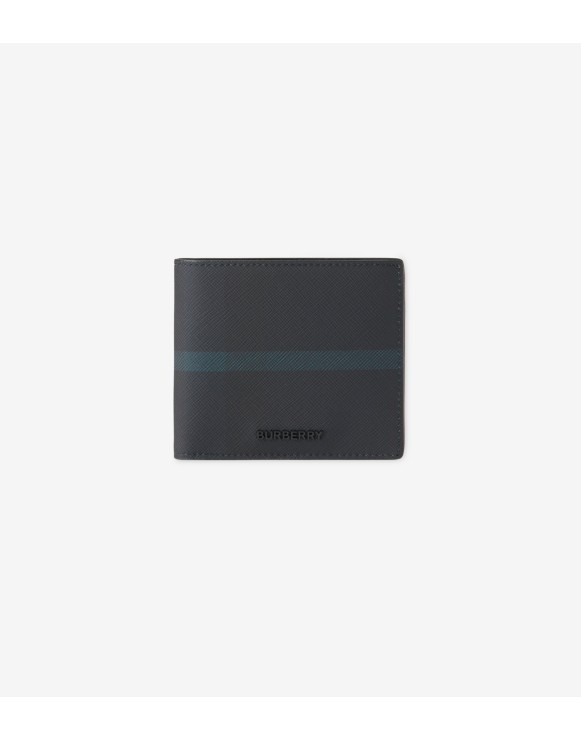 BURBERRY｜HALF-LENGTH WALLETS (Check International Bifol Check Slim Bifold Wallet in Charcoal - Men, Canvas