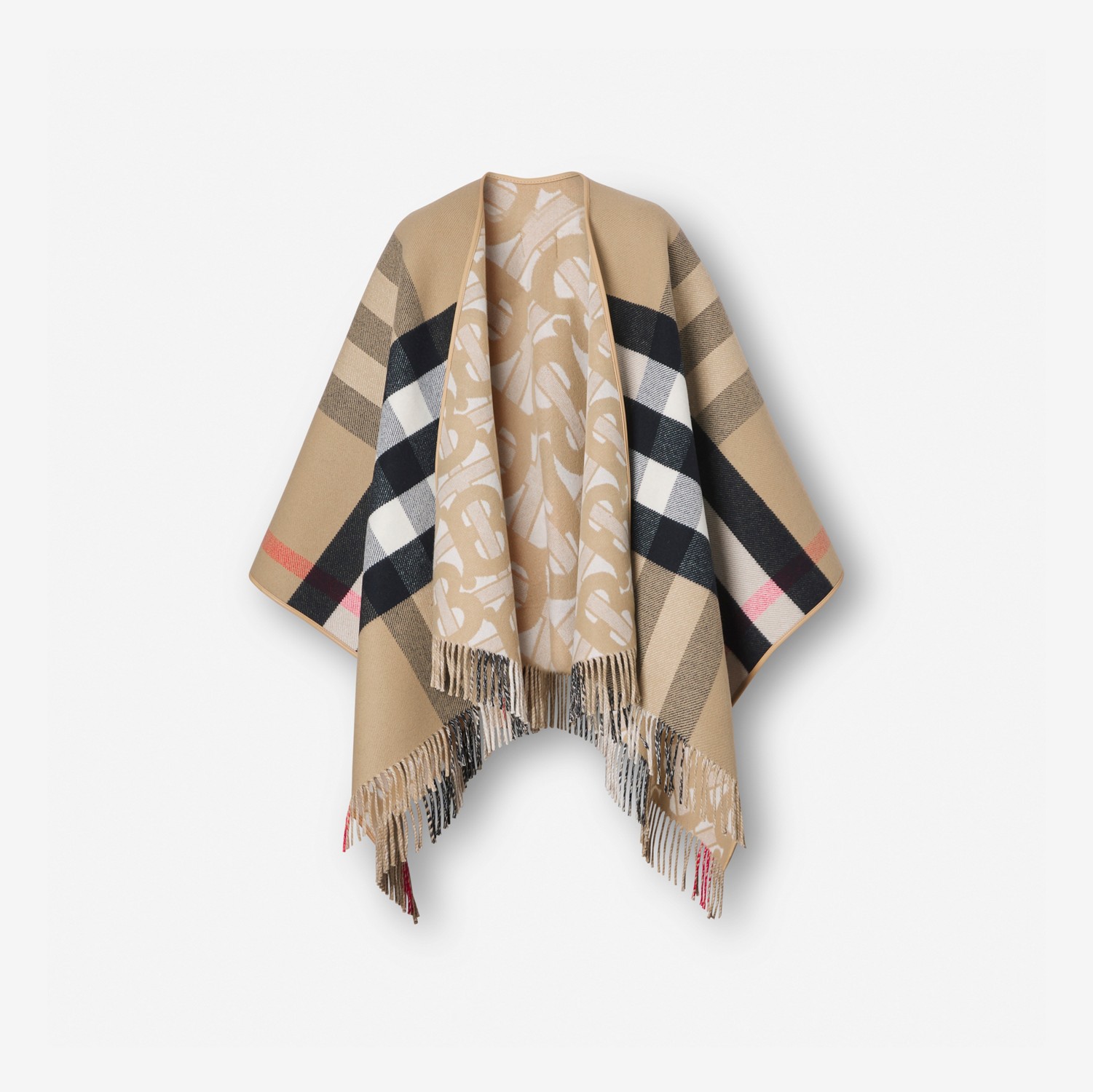 Monogram Wool Cashmere Reversible Cape in Archive Beige | Burberry® Official