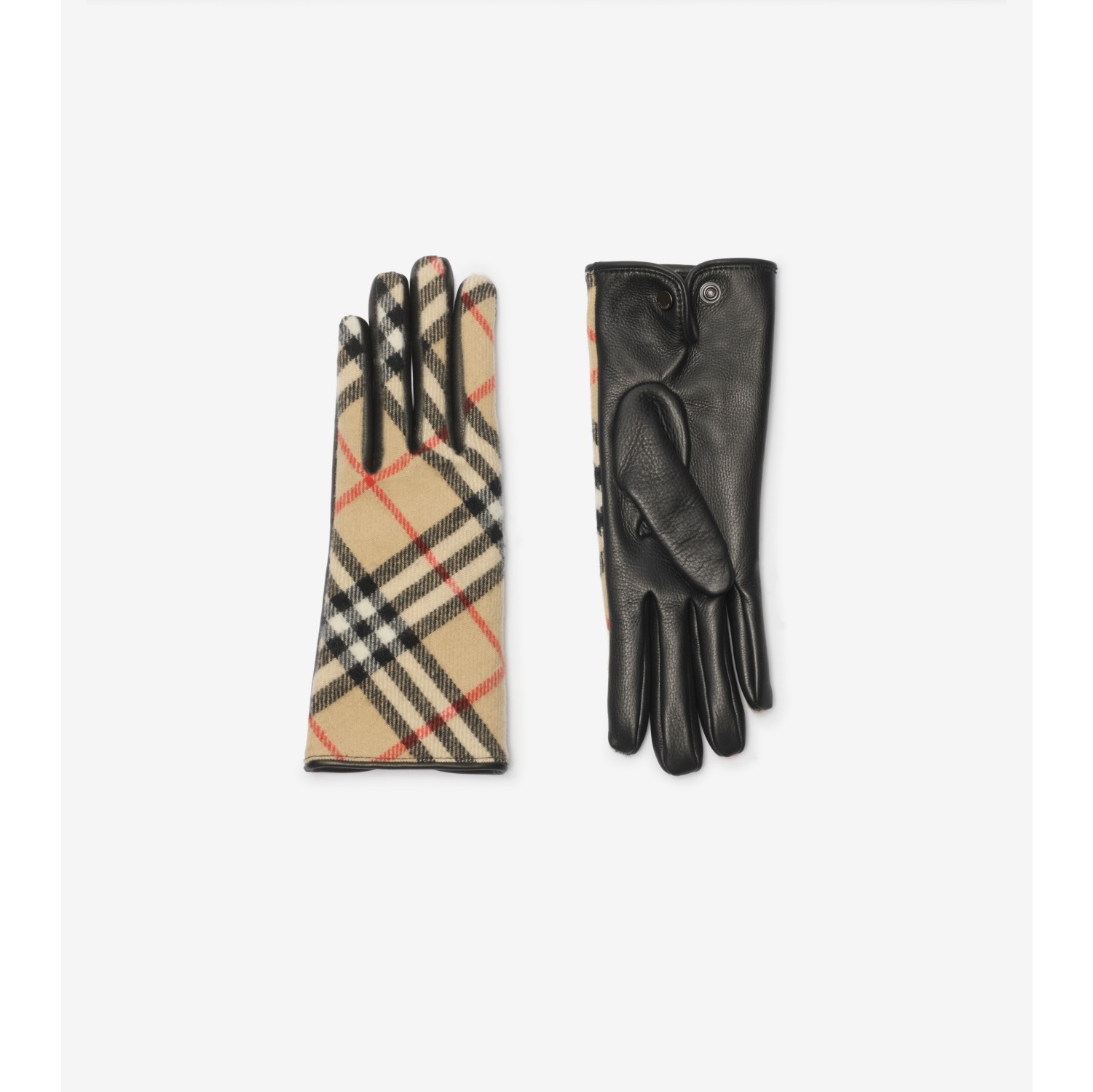 Check Wool Cashmere Gloves