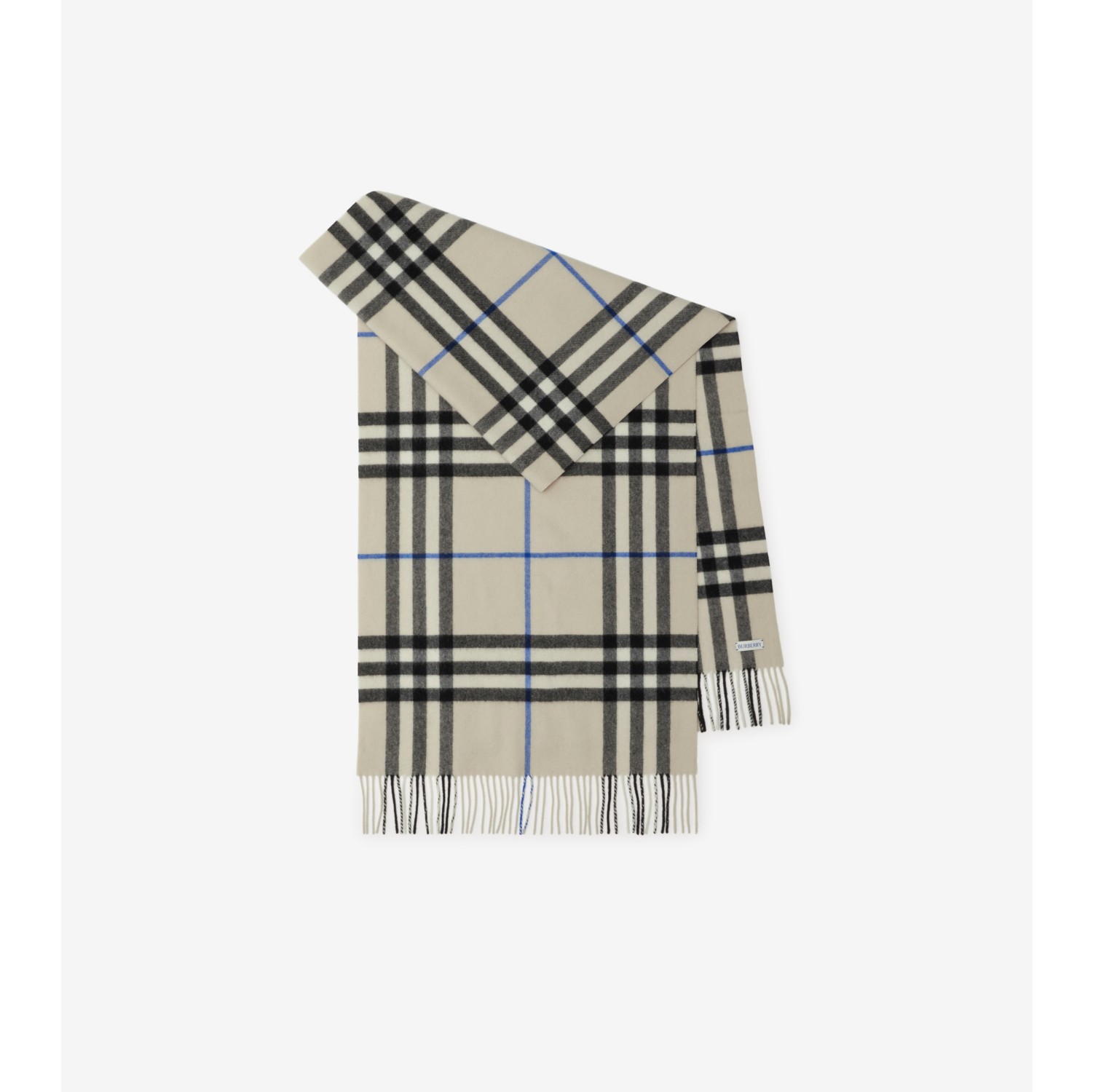 Wide Check Cashmere Scarf in Lichen Burberry Official